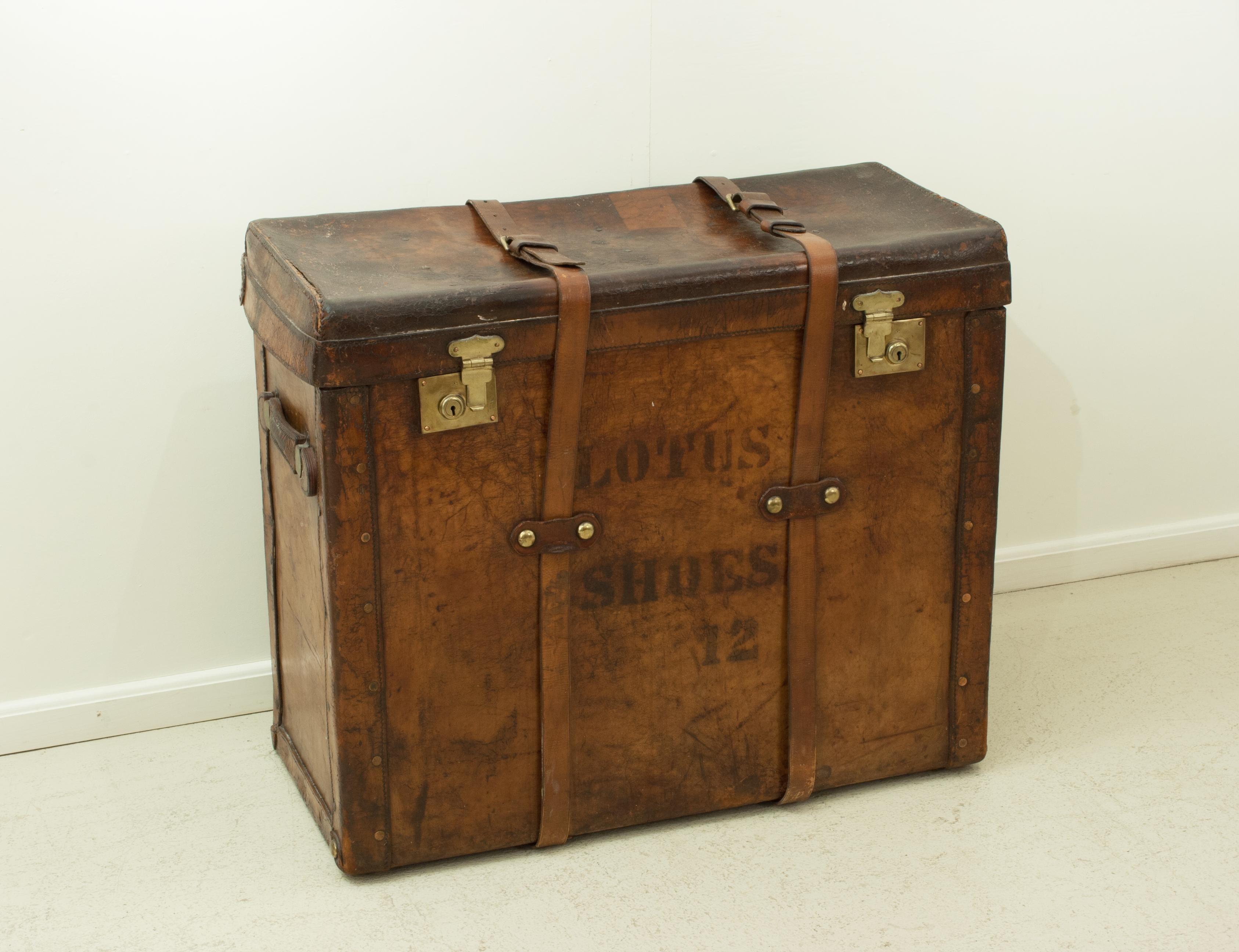 Late 19th Century Large Antique Trunk for Shoes