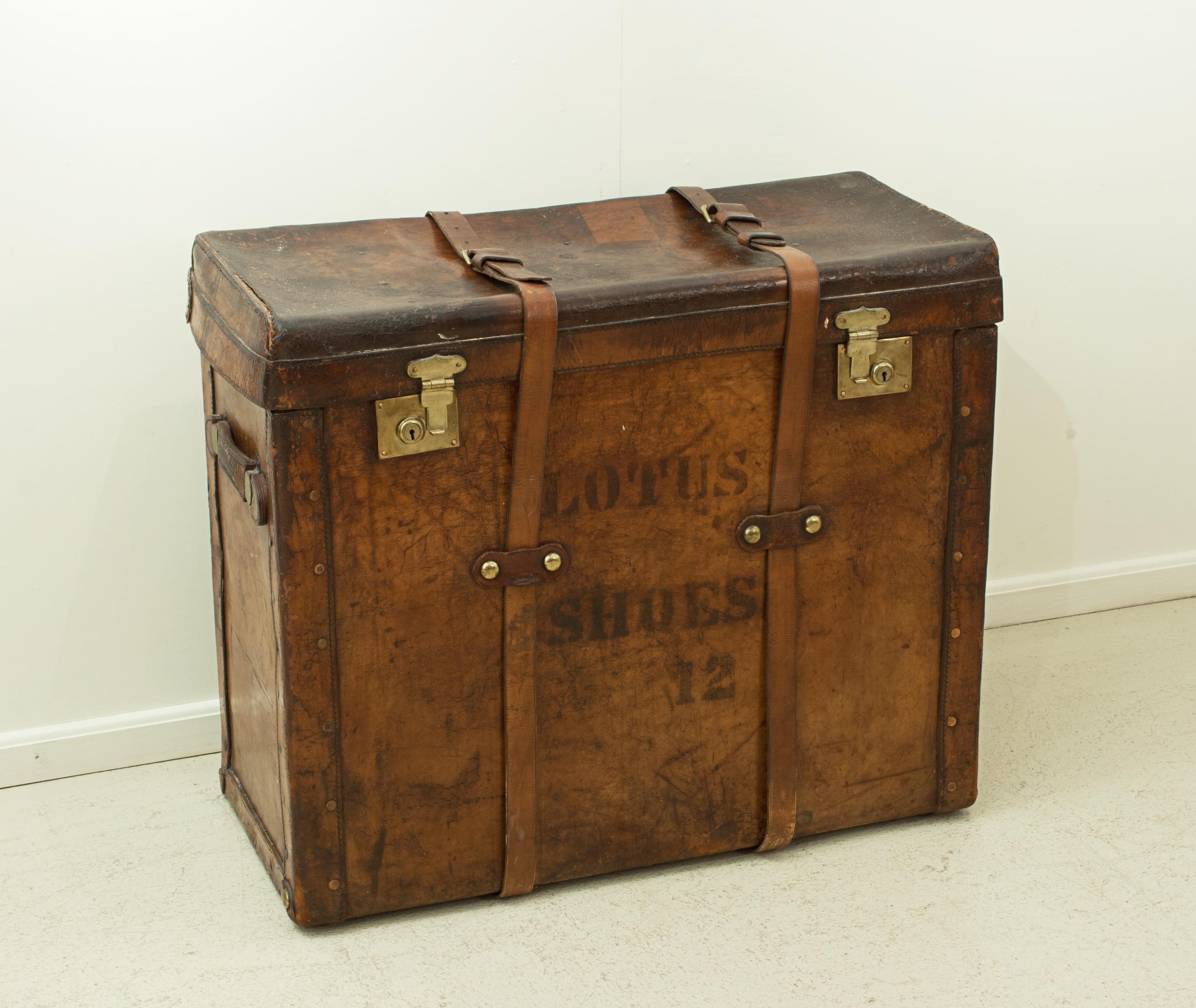 Leather Large Antique Trunk for Shoes