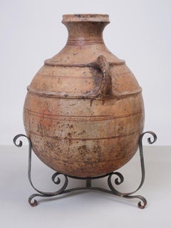 Large Terracotta Amphora on Iron Base