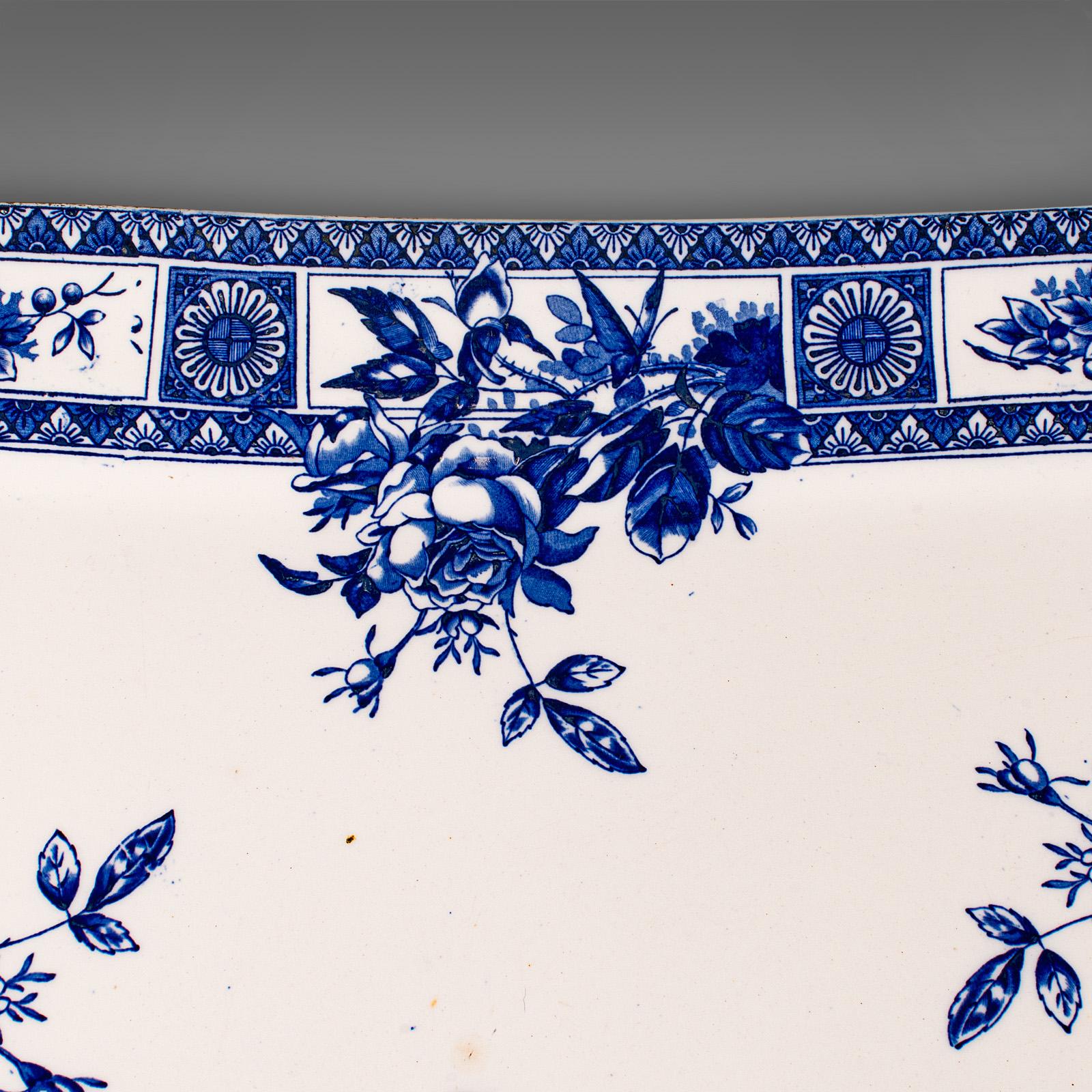 XIXe siècle Grand plateau de Turquie ancien, anglais, céramique, plat de service à viande, victorien en vente