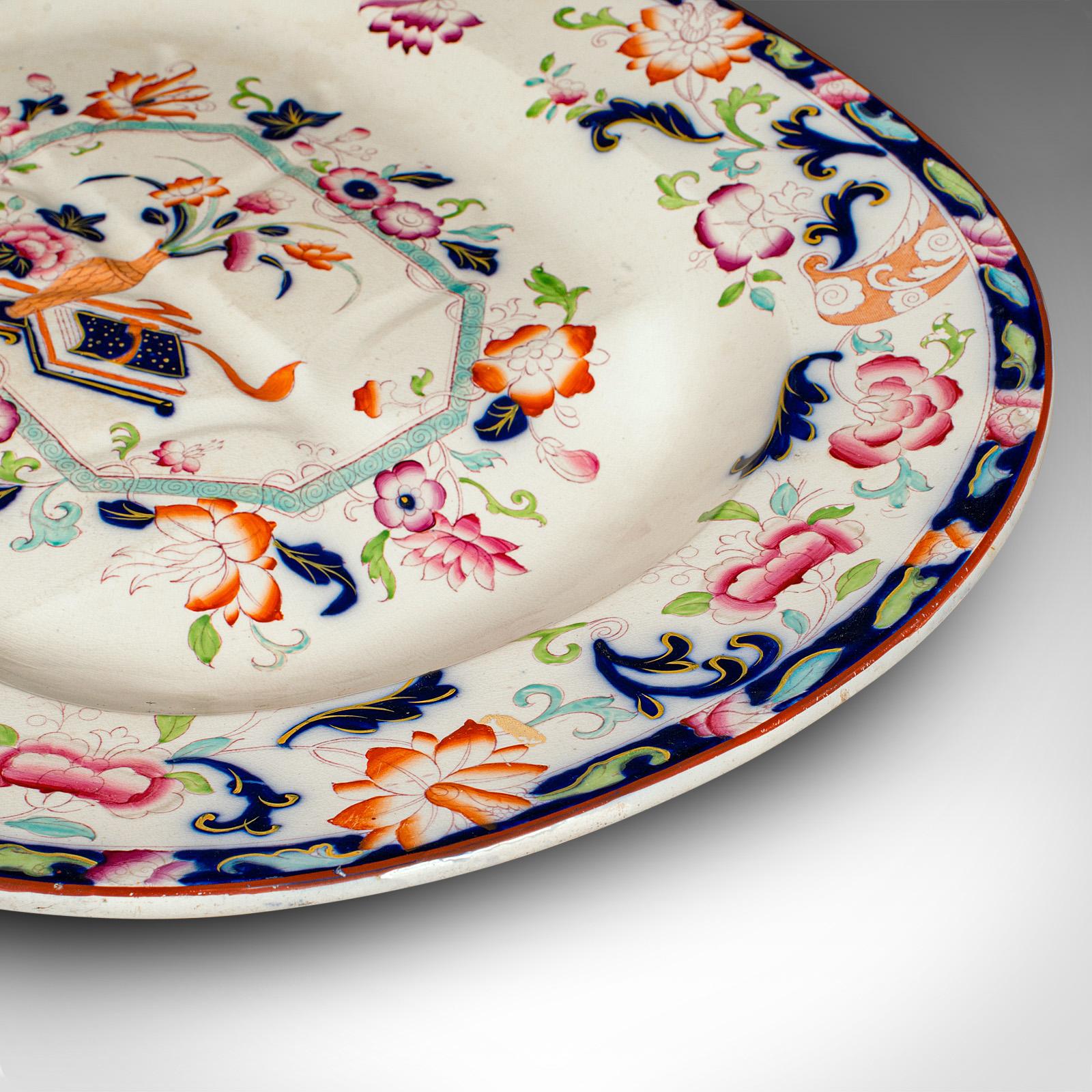 Large Antique Turkey Platter, English, Ceramic, Meat Serving Dish, Victorian For Sale 1