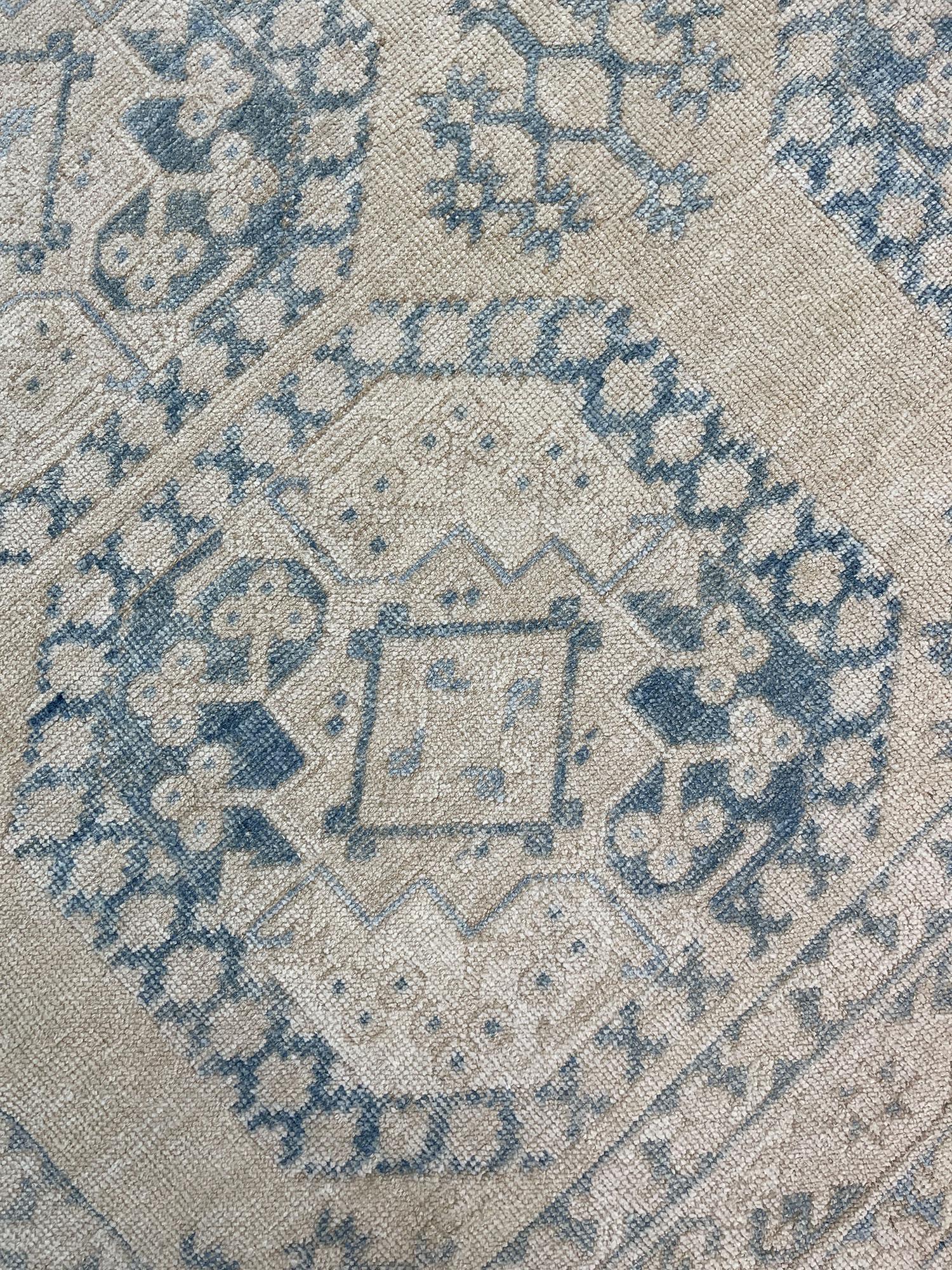 Gran Alfombra Turca Antigua Alfombra de Lana Gris Azul, Alfombra de Salón Anudada a Mano Teñido con vegetales en venta