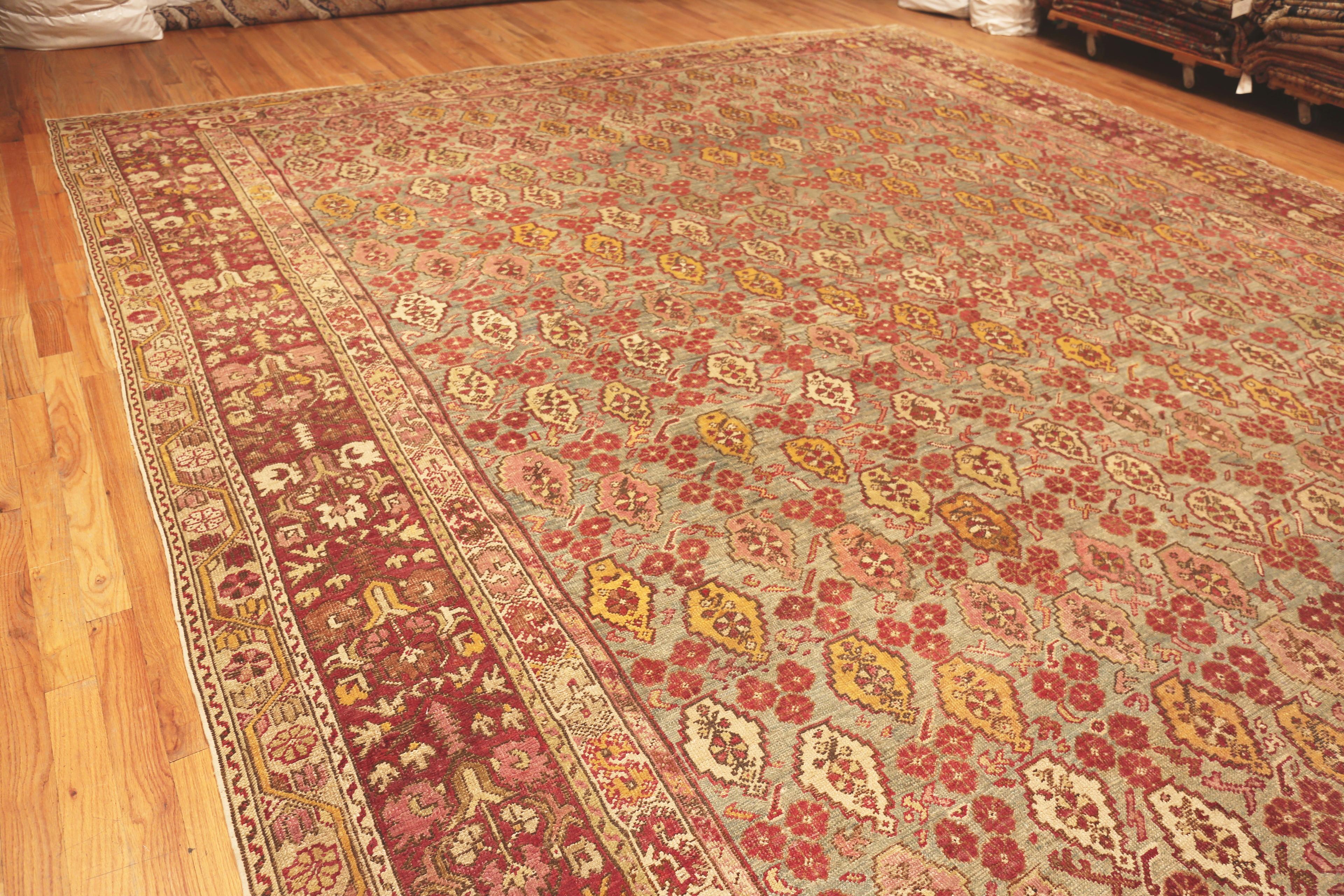 Large Antique Turkish Ghiordes Area Rug, Country Of Origin: Turkey, Circa date: 1880. Size: 15 ft 5 in x 17 ft 4 in (4.7 m x 5.28 m)