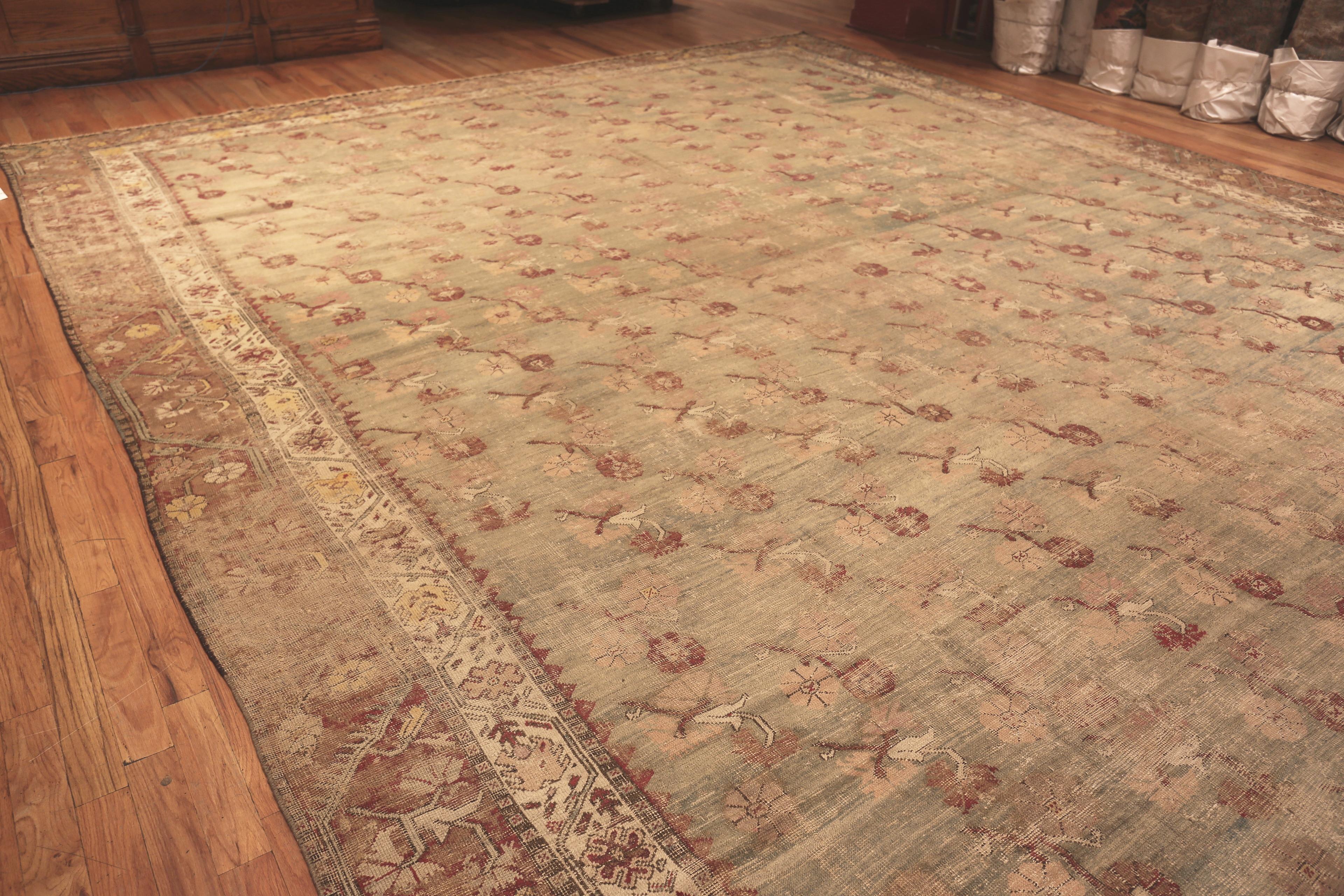 Large Antique Turkish Ghiordes Rug, Country Of Origin: Turkey, Circa date: 1820. Size: 15 ft 6 in x 18 ft 7 in (4.72 m x 5.66 m)