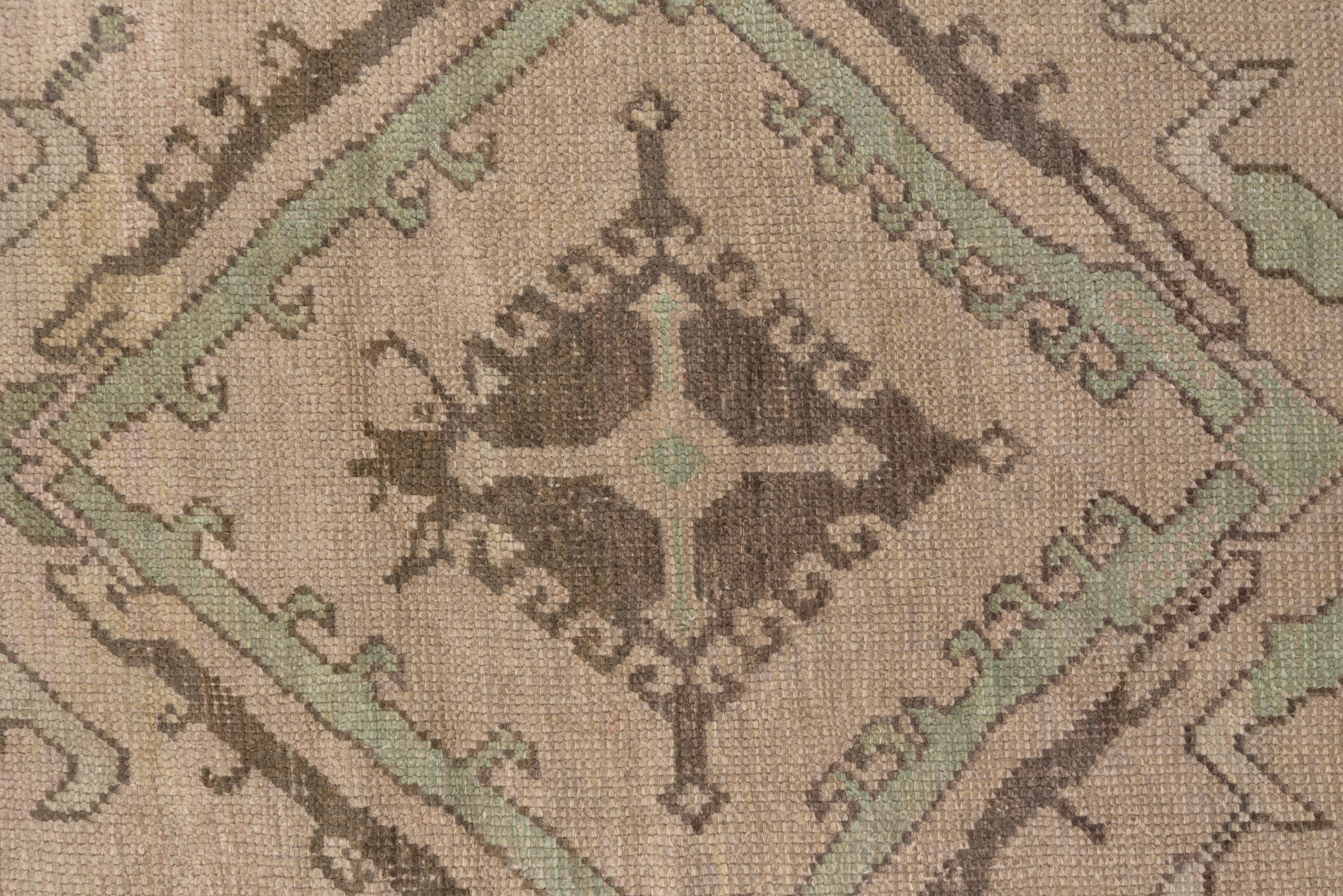Early 20th Century Large Antique Turkish Oushak Carpet with Earth Tones, Allover Field, circa 1920s