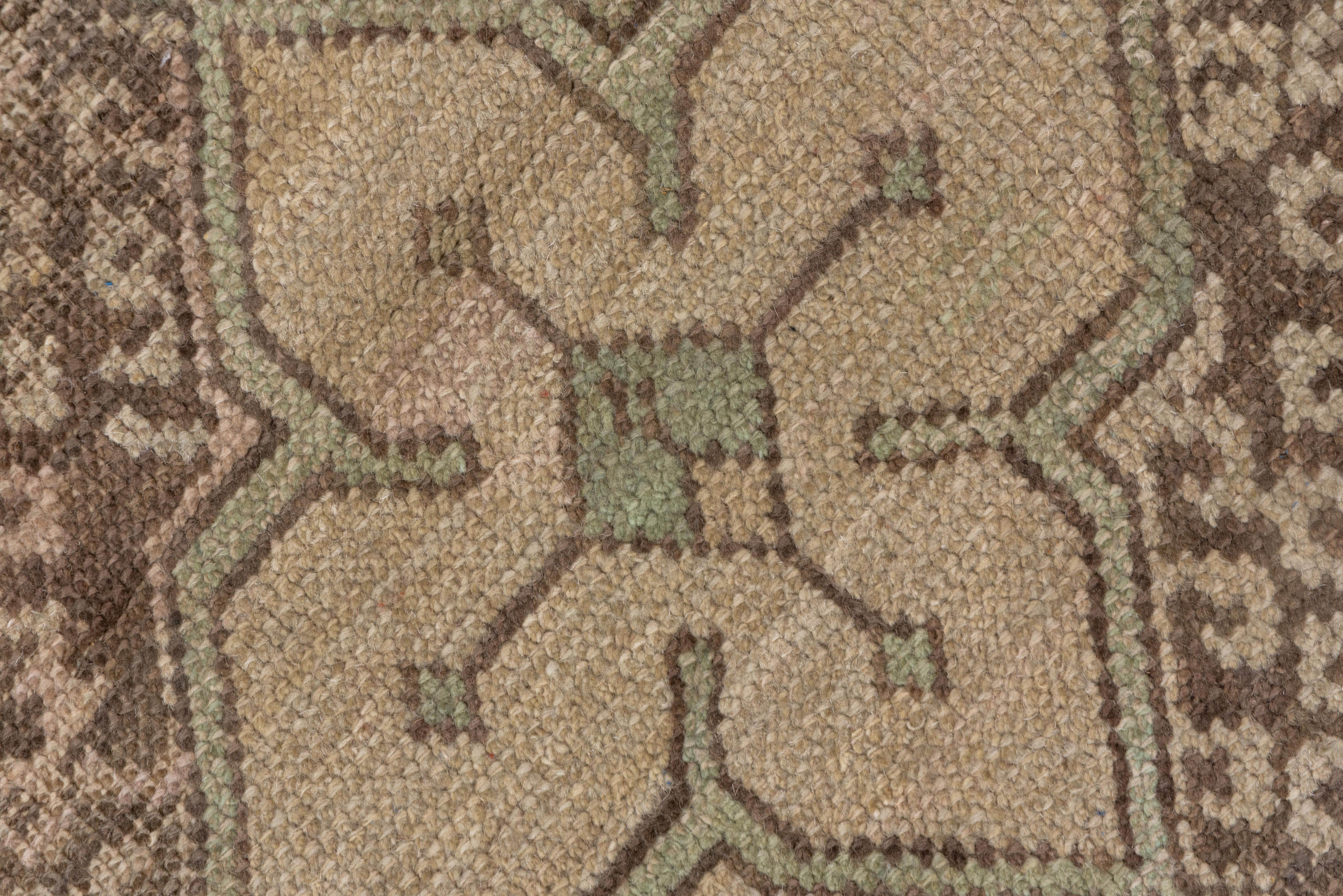 Wool Large Antique Turkish Oushak Carpet with Earth Tones, Allover Field, circa 1920s