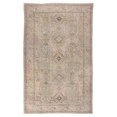 Large Antique Turkish Oushak Carpet with Earth Tones, Allover Field, circa 1920s
