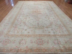 Large Antique Hand Knotted Wool Turkish Oushak Rug