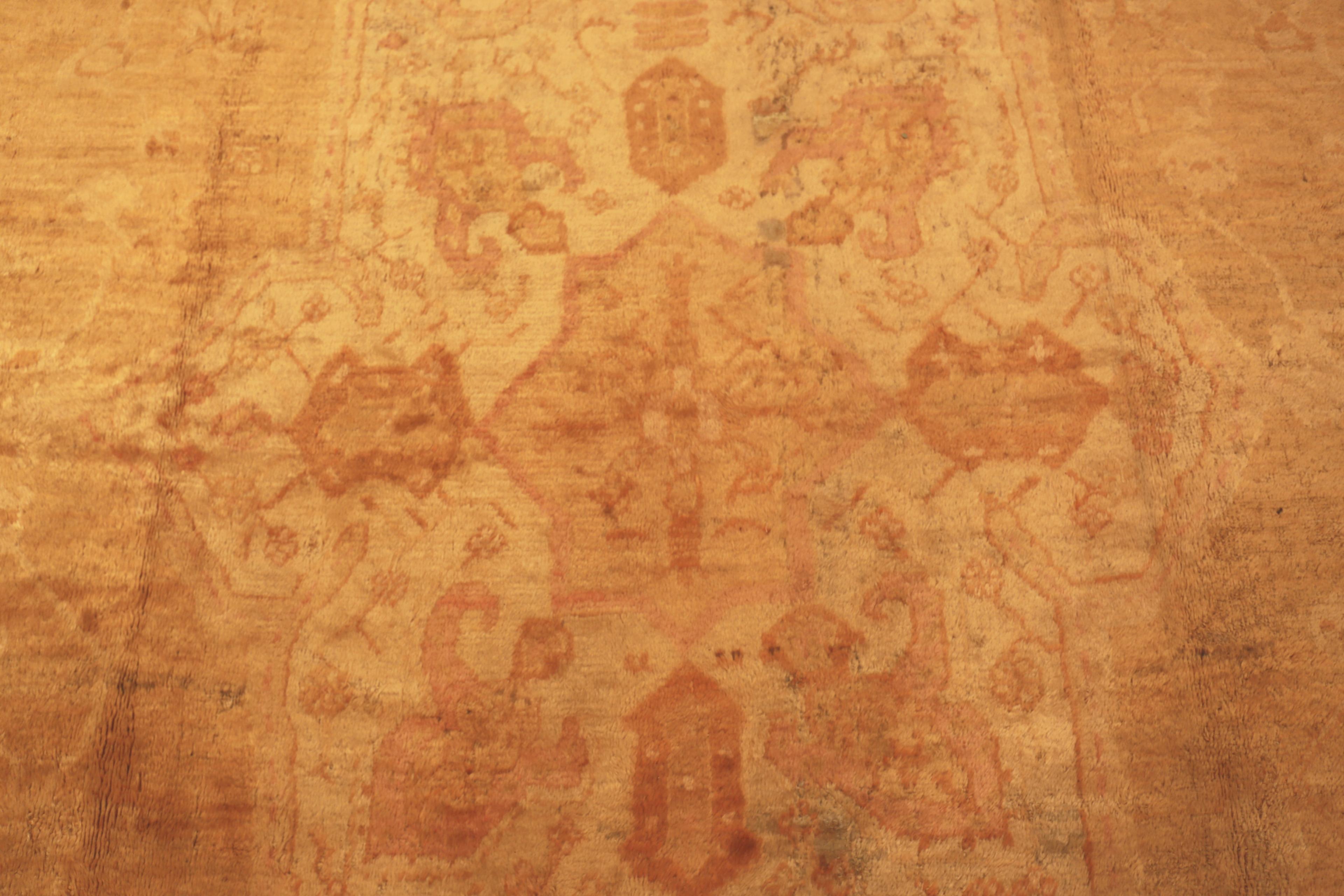 20th Century Antique Turkish Oushak Rug. Size: 12 ft 6 in x 17 ft 10 in For Sale