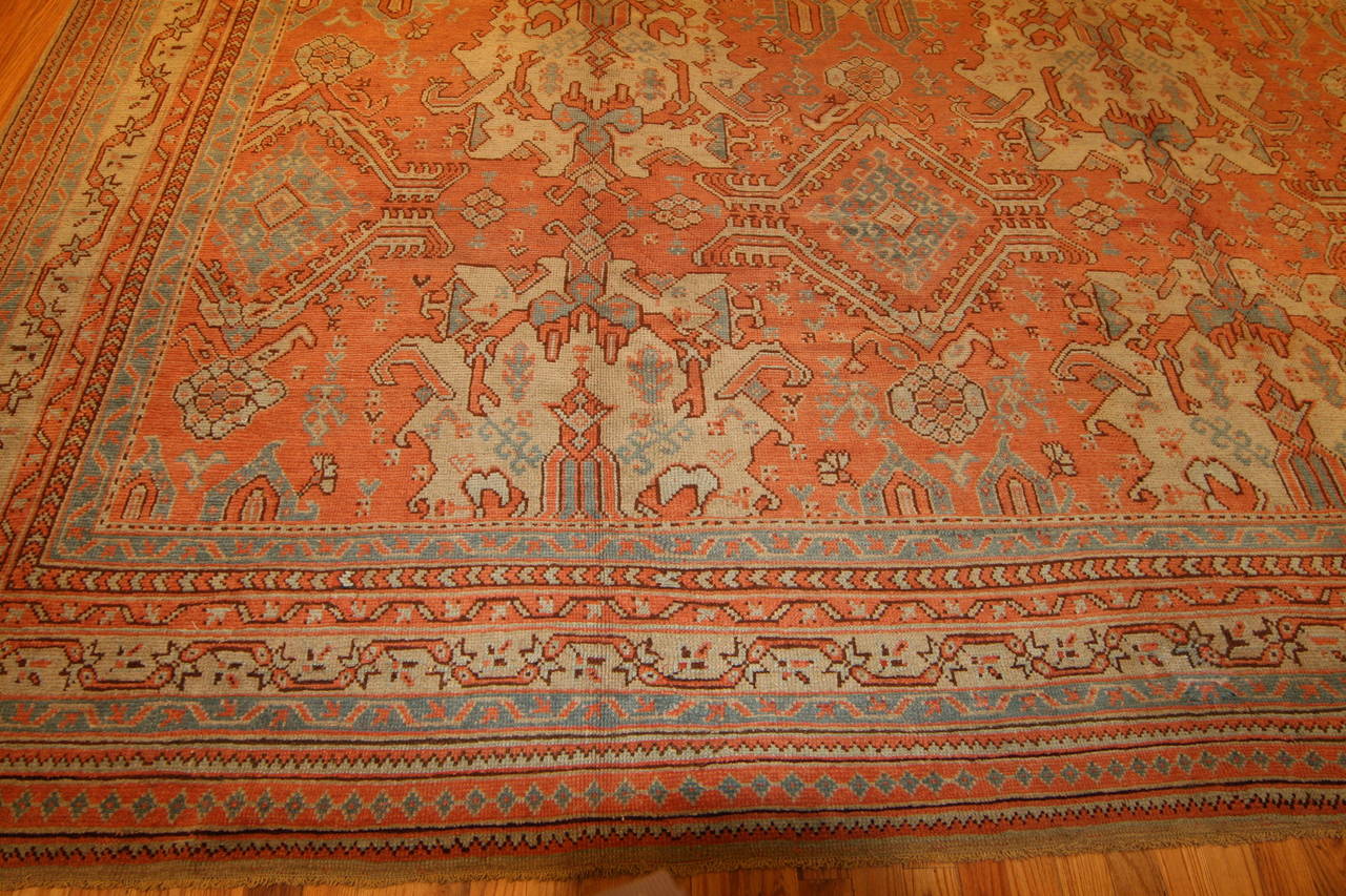 Hand-Knotted Nazmiyal Collection Antique Turkish Oushak Rug. 14 ft 2 in x 20 ft  For Sale