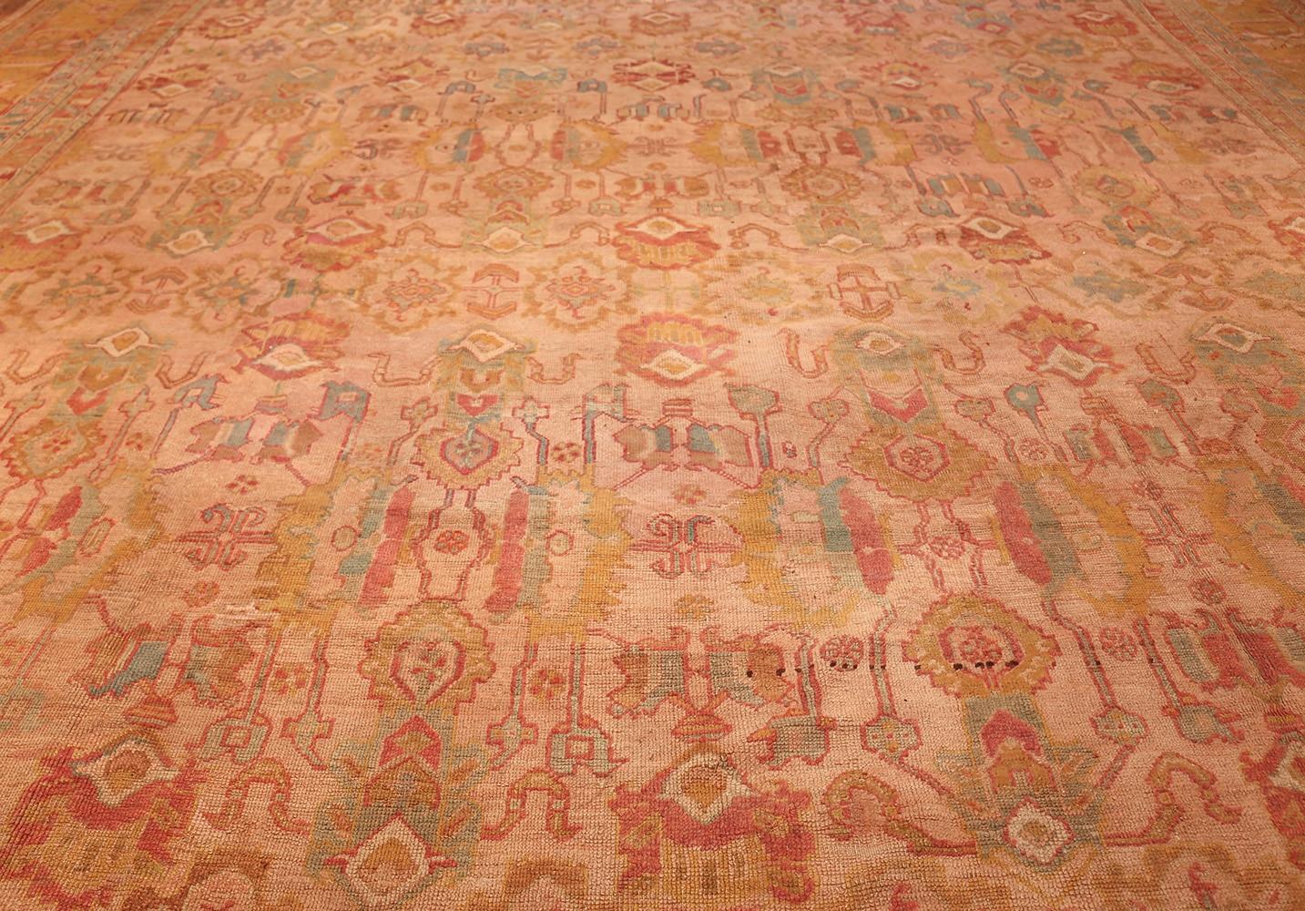 Antique Turkish Oushak Rug. Size: 14 ft 7 in x 17 ft 6 in For Sale 2