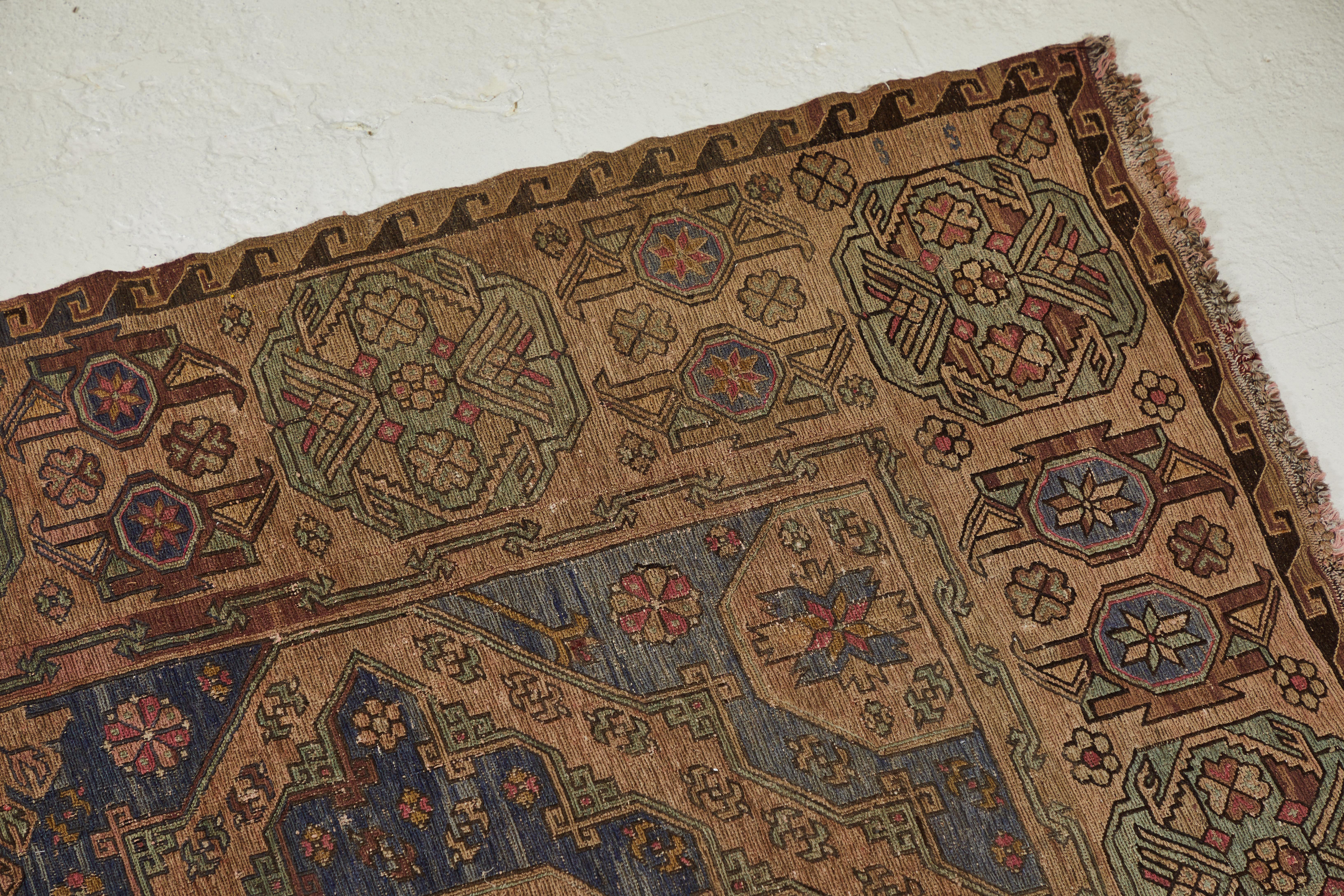Early 20th Century Large Antique Caucasian Rug with Intricate Details