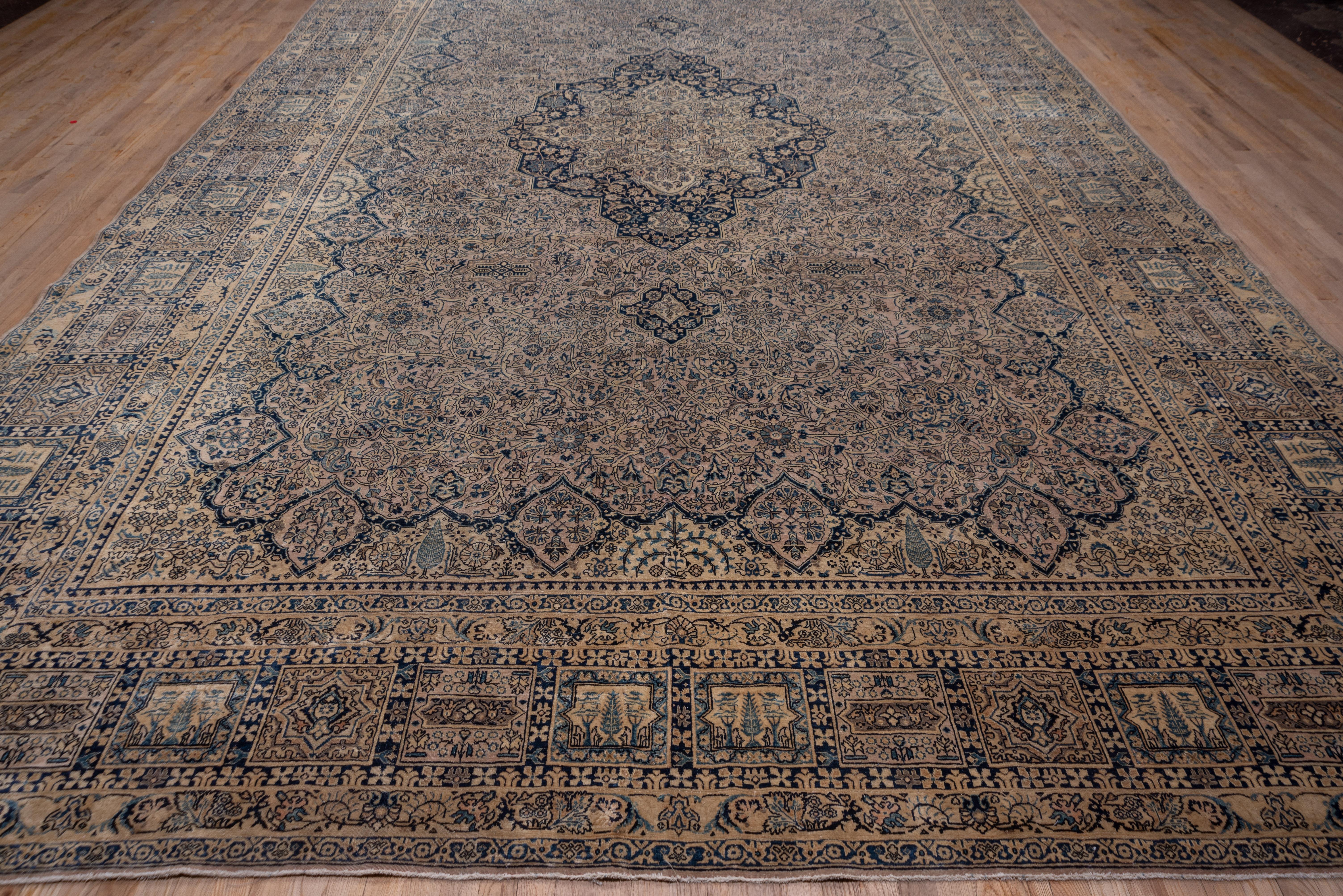 Hand-Knotted Large Antique Turkish Sivas Carpet, Navy Tones, Center Medallion, circa 1920s For Sale