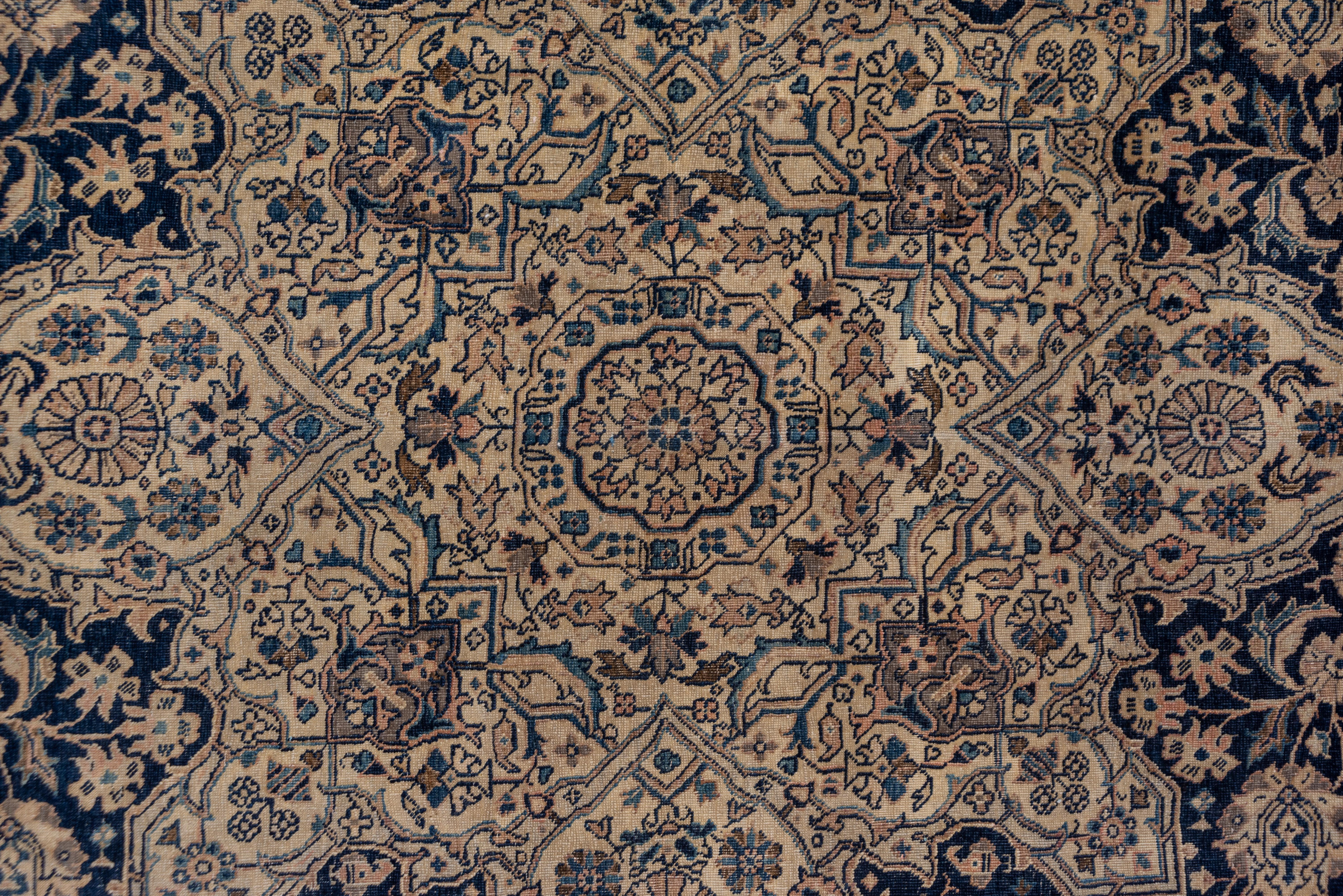 Large Antique Turkish Sivas Carpet, Navy Tones, Center Medallion, circa 1920s In Good Condition For Sale In New York, NY