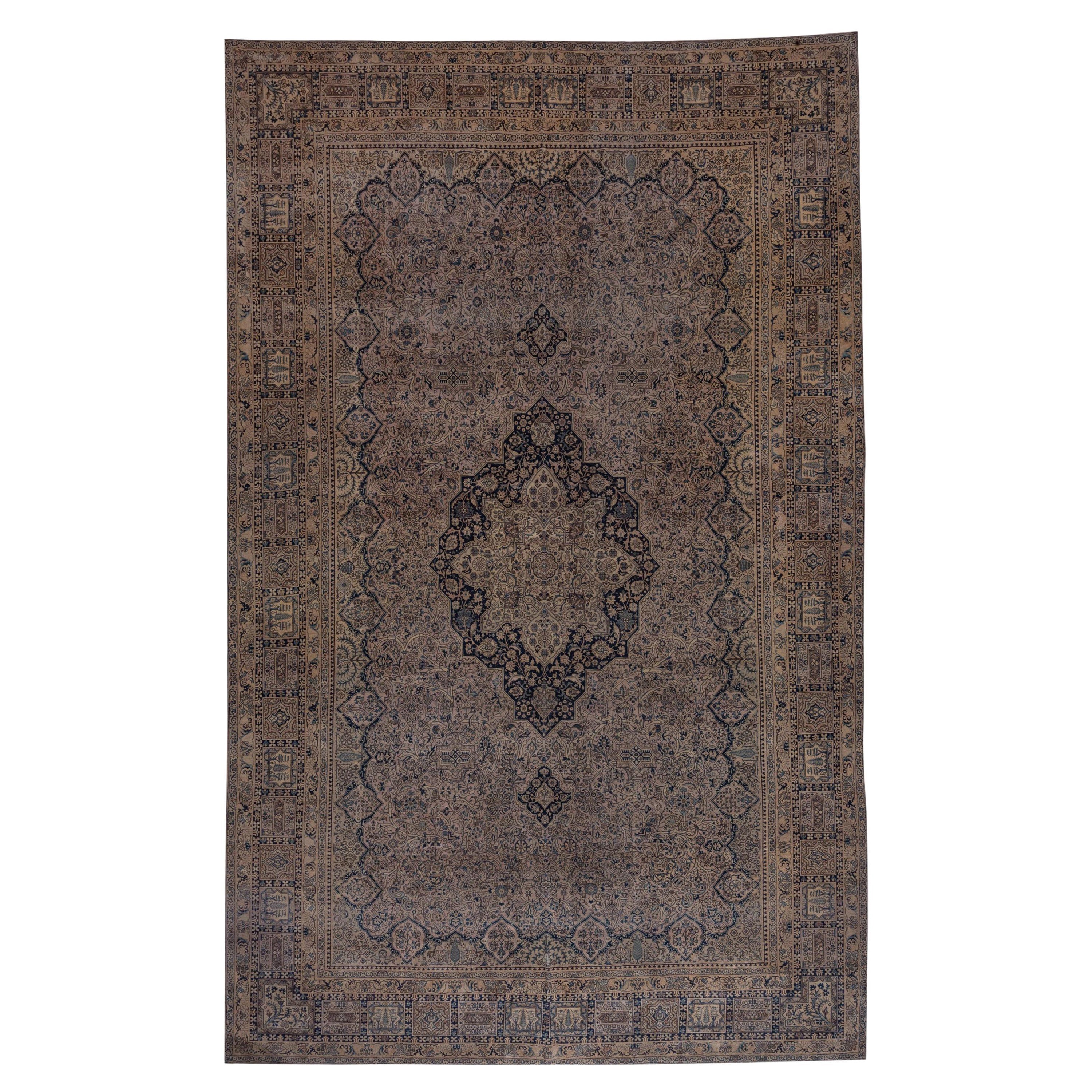 Grand tapis turc ancien Sivas, tons marines, médaillon central, vers les années 1920