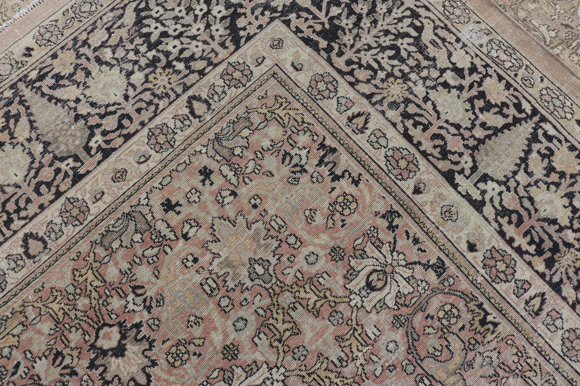 Large Antique Turkish Sivas Rug with Floral Design in Earthy Neutral Tones  For Sale 10