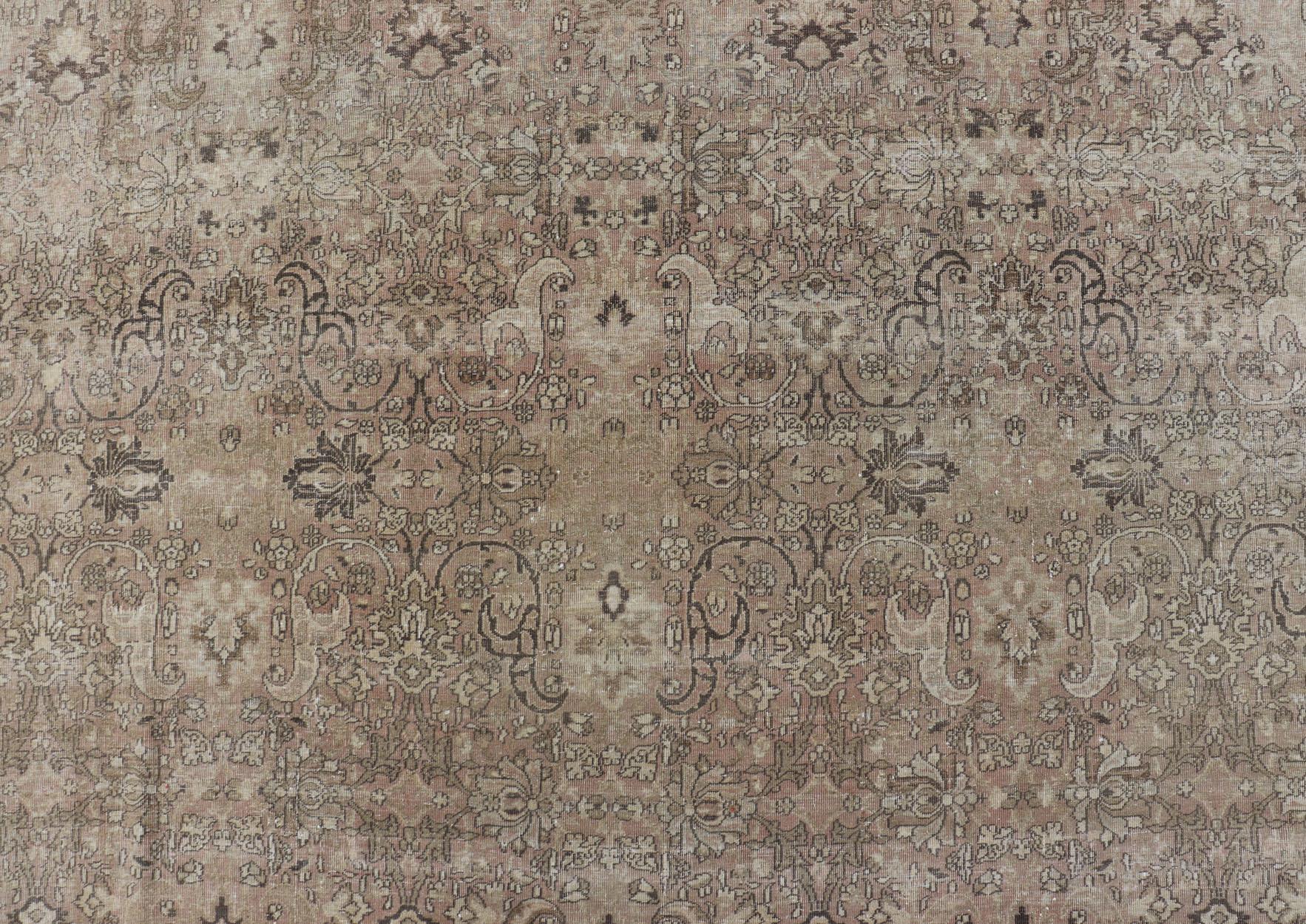 Large Antique Turkish Sivas Rug with Floral Design in Earthy Neutral Tones. Country of Origin: Turkey; Type: Sivas; Design: Floral, All-Over, Floral Trellis; Keivan Woven Arts: rug /R20-0807. 

Measures: 11'6 x 17'2 

In this early 20th century