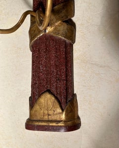 Large Antique Tuscan Empire Giltwood and Faux Porphyry Wall Sconces - A Pair