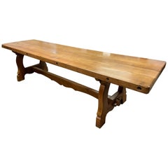 Large Antique Twin Plank Alpine Trestle Table