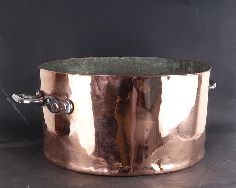 Rustic Large Antique Two Handled Copper Pan, English 19th Century For Sale