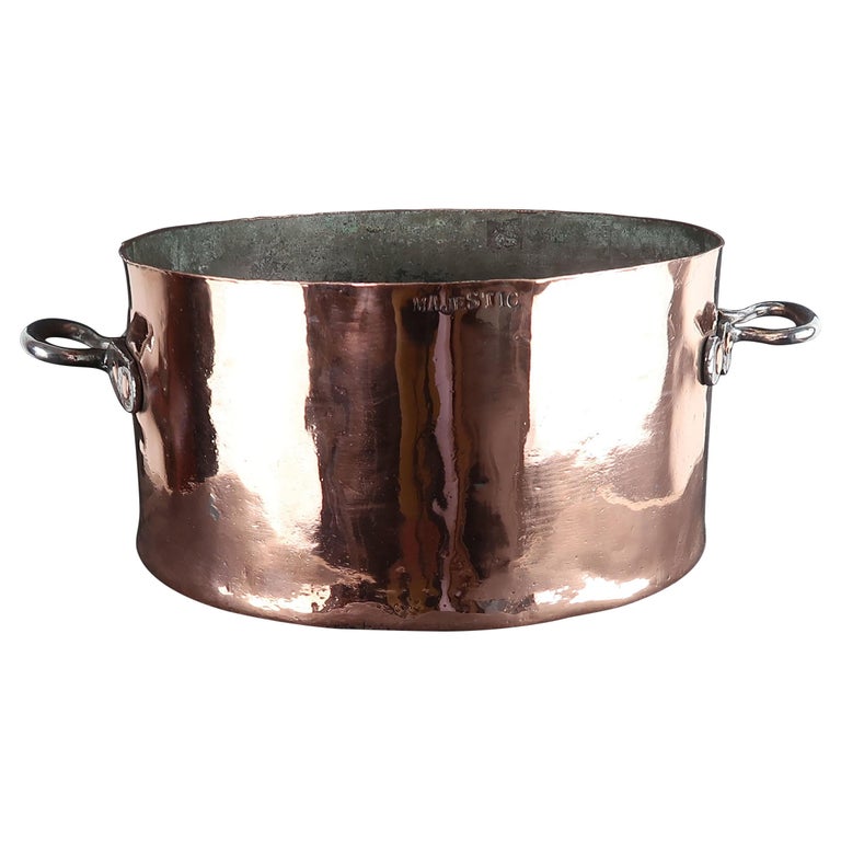 Large Antique Two Handled Copper Pan, English 19th Century For Sale