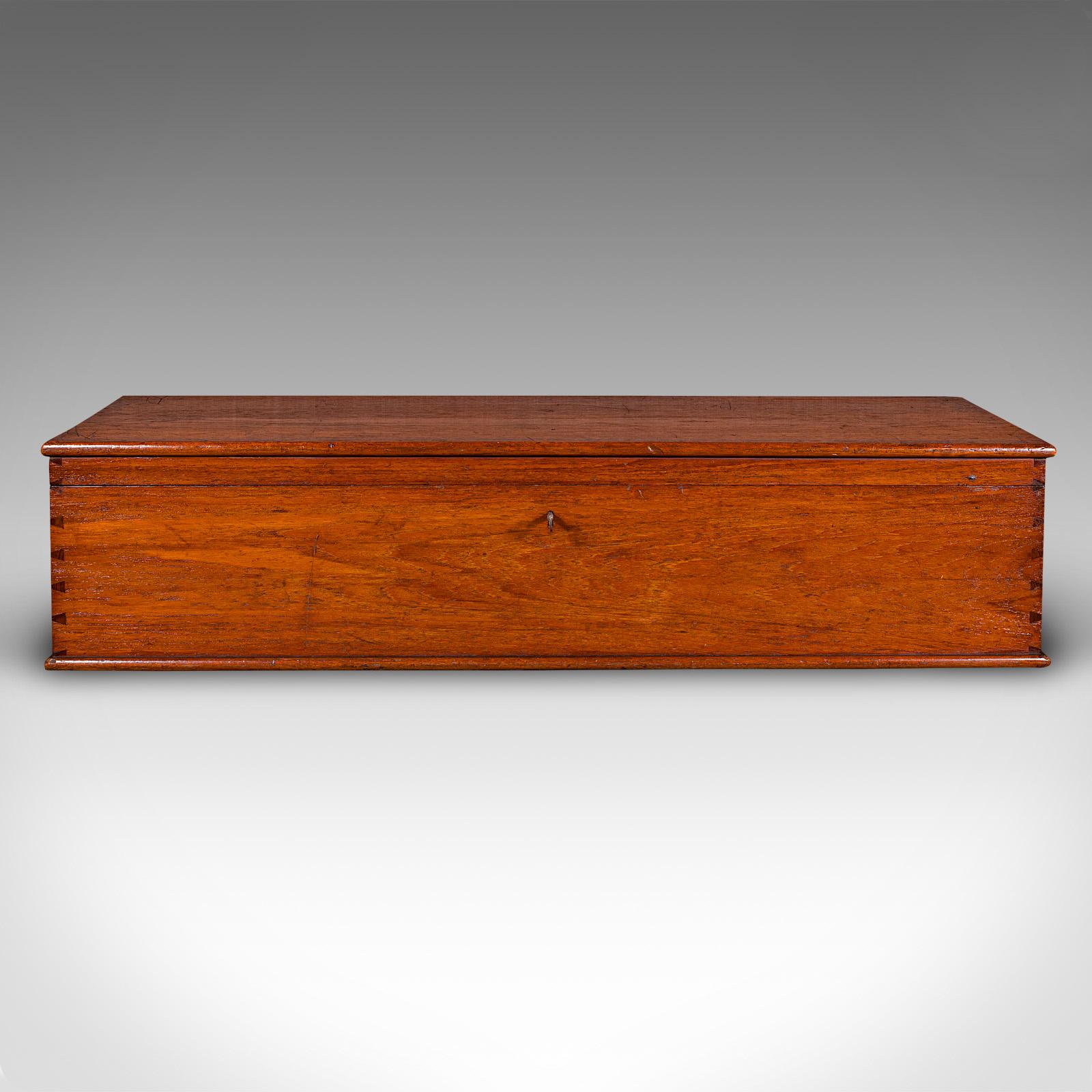 British Large Antique Under Bed Storage Chest, English, Walnut, Country House, Victorian
