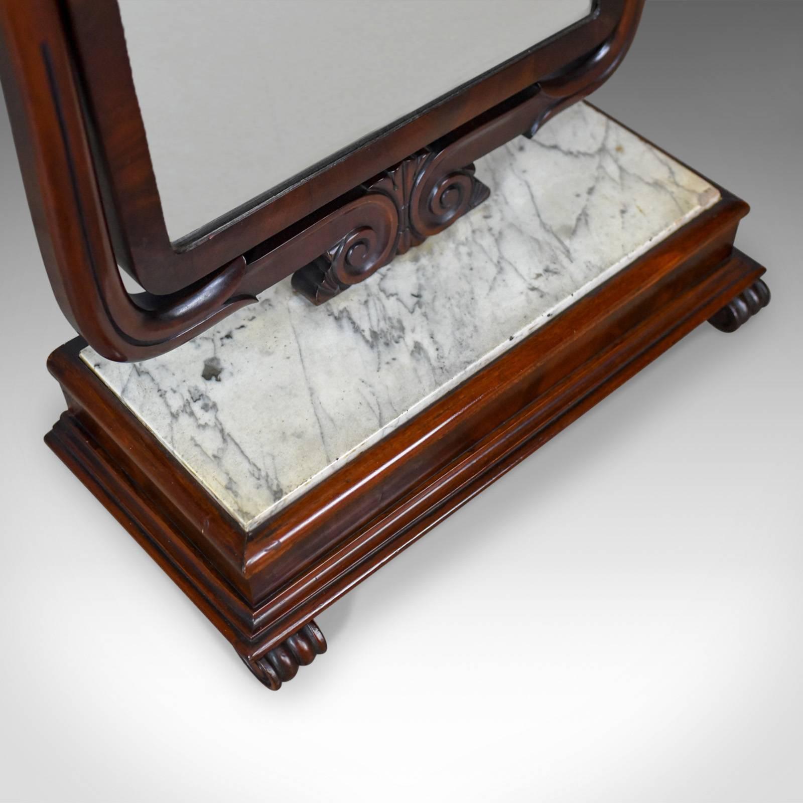 XIXe siècle Grand miroir de courtoisie antique:: anglais:: marbre victorien:: vers 1850 en vente