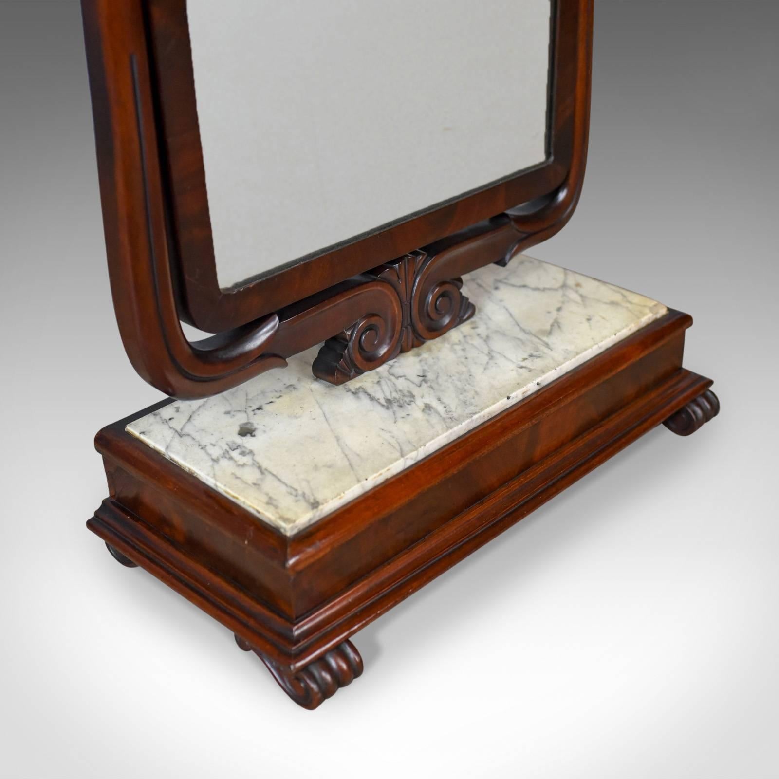 19th Century Large Antique Vanity Mirror, English, Victorian Marble, circa 1850