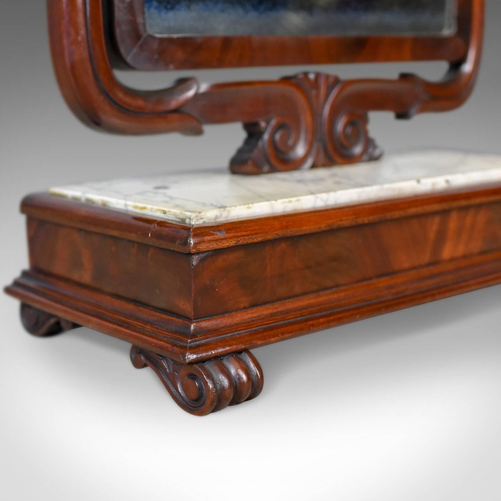 Grand miroir de courtoisie antique:: anglais:: marbre victorien:: vers 1850 en vente 1