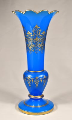 Large Antique Vase- Blue Opaline glass - 19th century - Bohemian  Glass