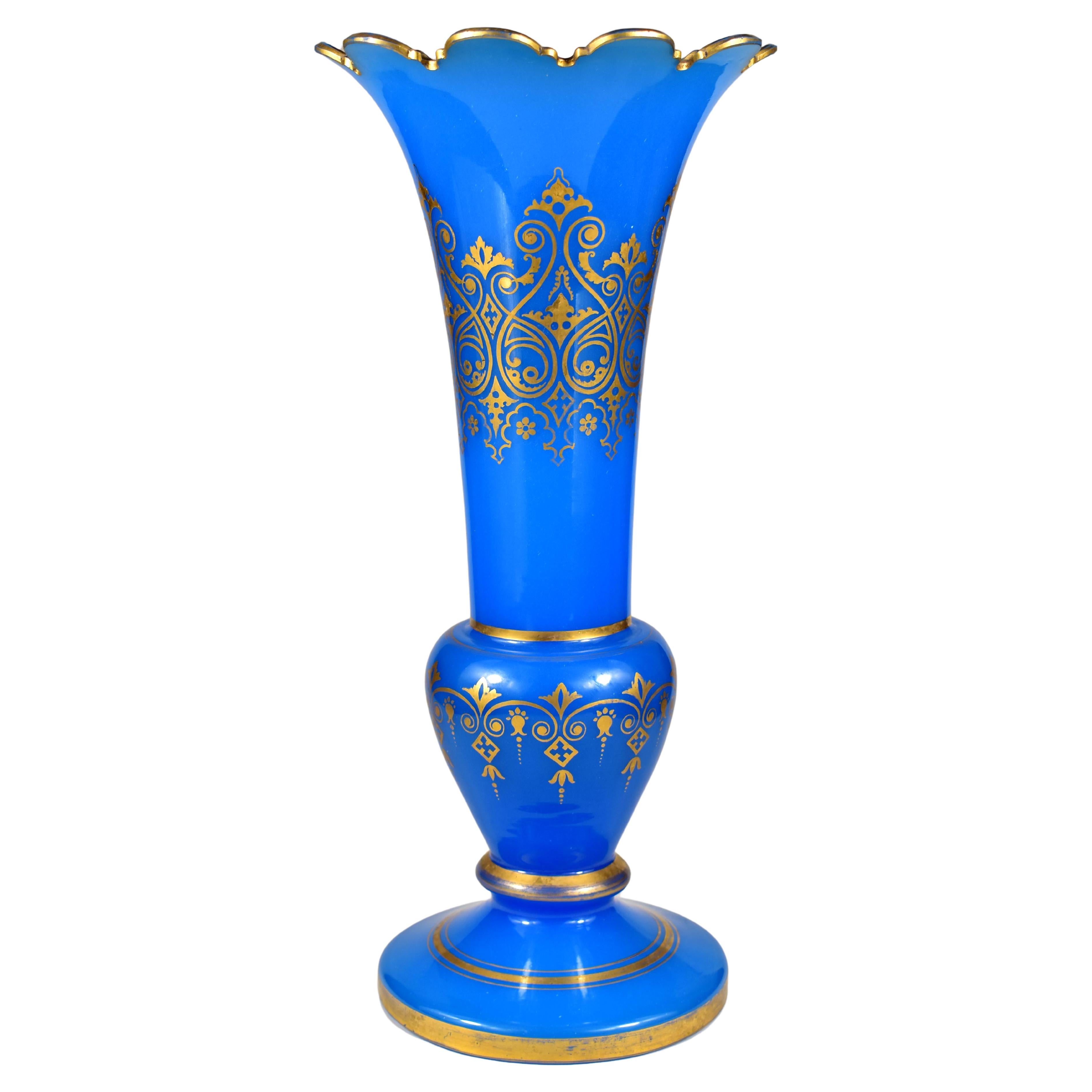 Grande vaso antico - Vetro opalino blu - XIX secolo - Boemia  Vetro