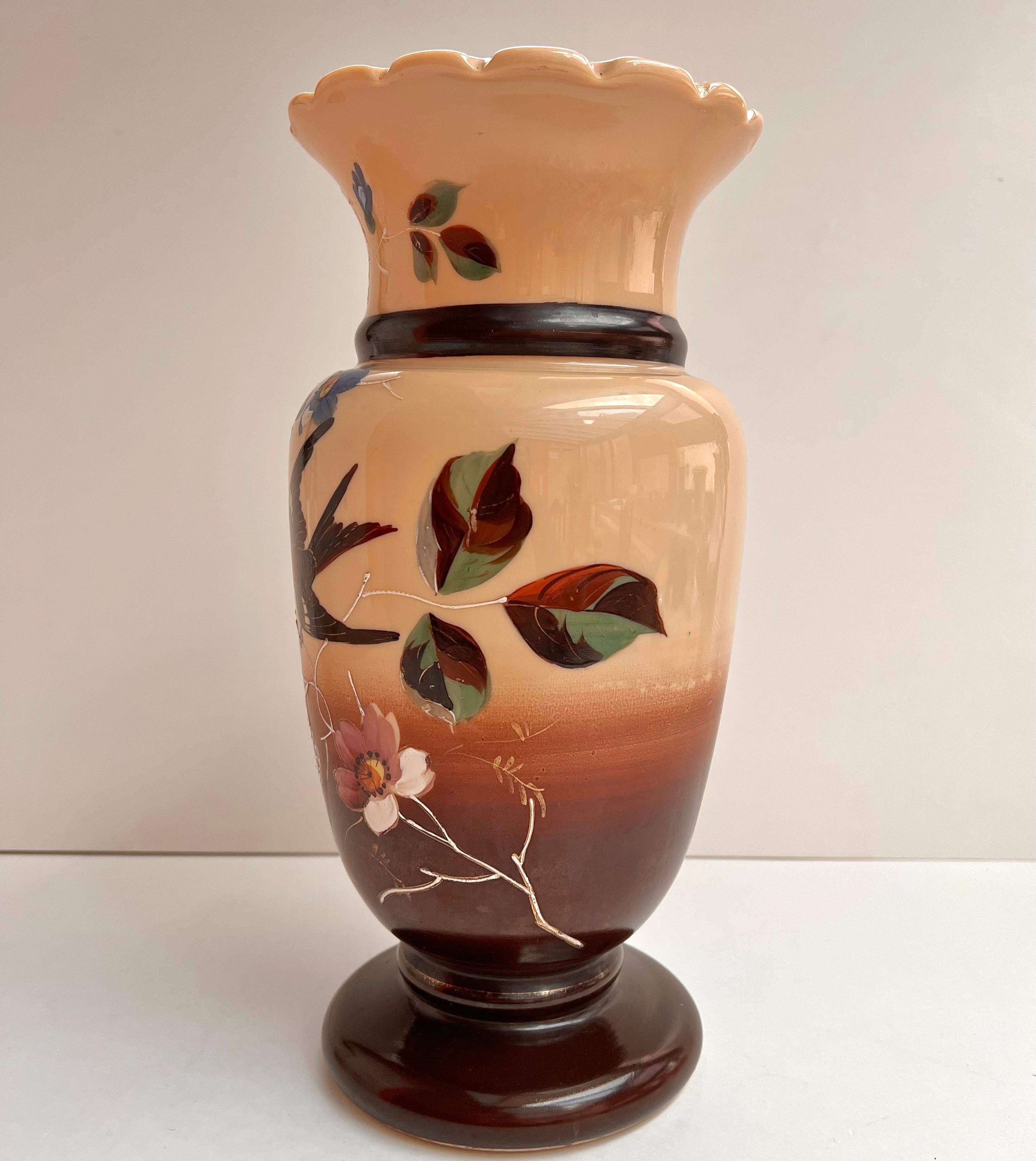 Large Antique Vase, France, Early 20th Century Opaline Glass Antique Vase For Sale 1