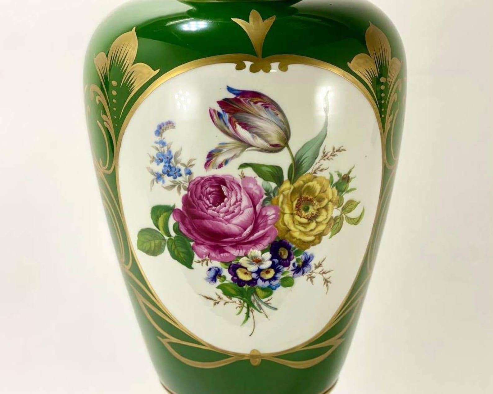 Expressionist Large Antique Vase Limoges Porcelain & Bronze Vase, France, 1930 For Sale
