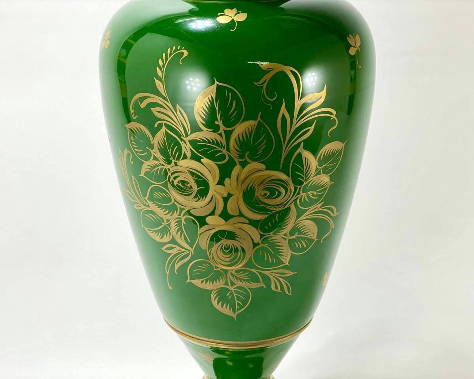 Large Antique Vase Limoges Porcelain & Bronze Vase, France, 1930 In Excellent Condition For Sale In Bastogne, BE