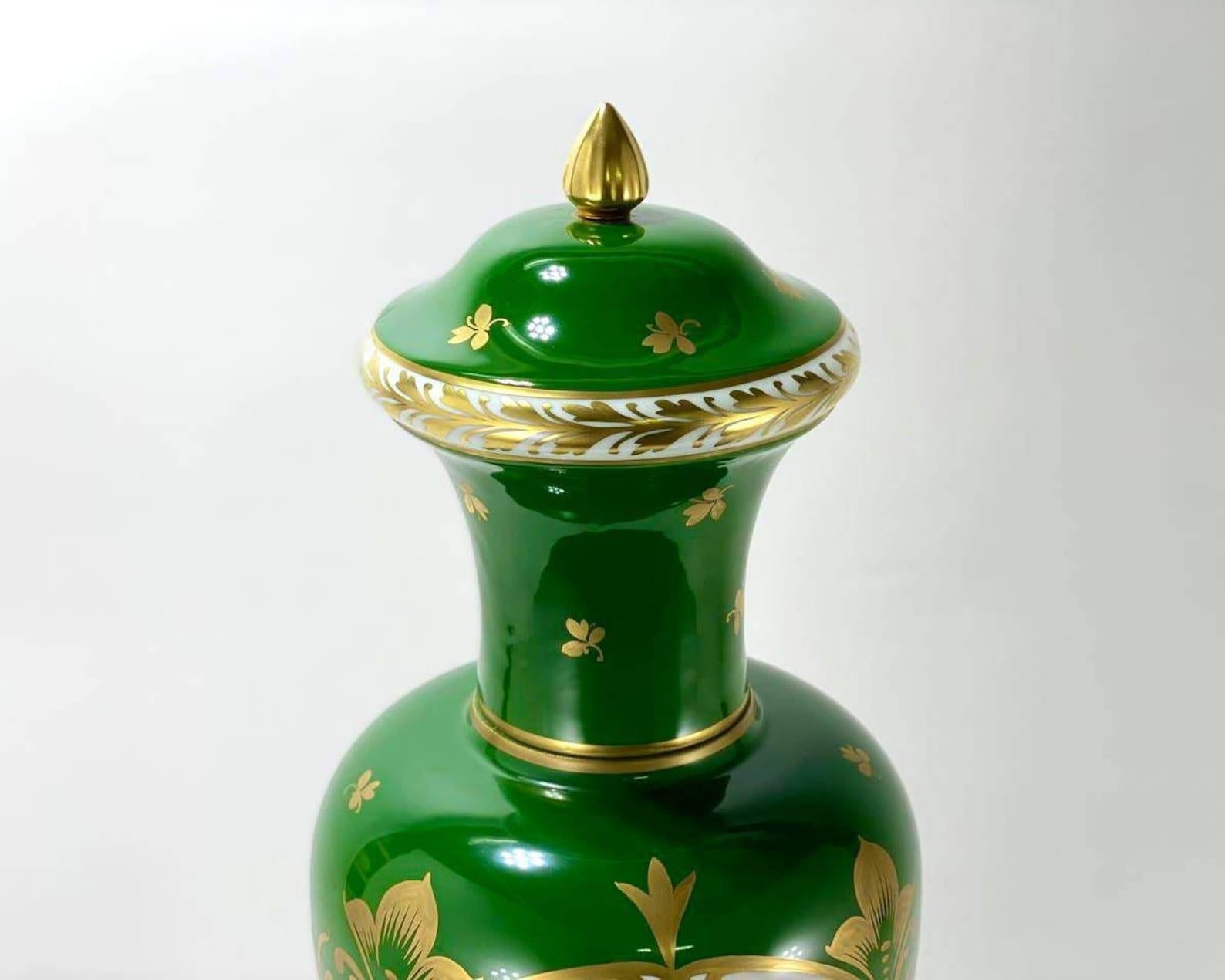 Mid-20th Century Large Antique Vase Limoges Porcelain & Bronze Vase, France, 1930 For Sale
