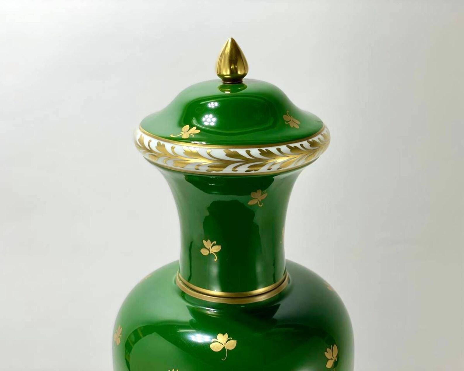 Large Antique Vase Limoges Porcelain & Bronze Vase, France, 1930 For Sale 1