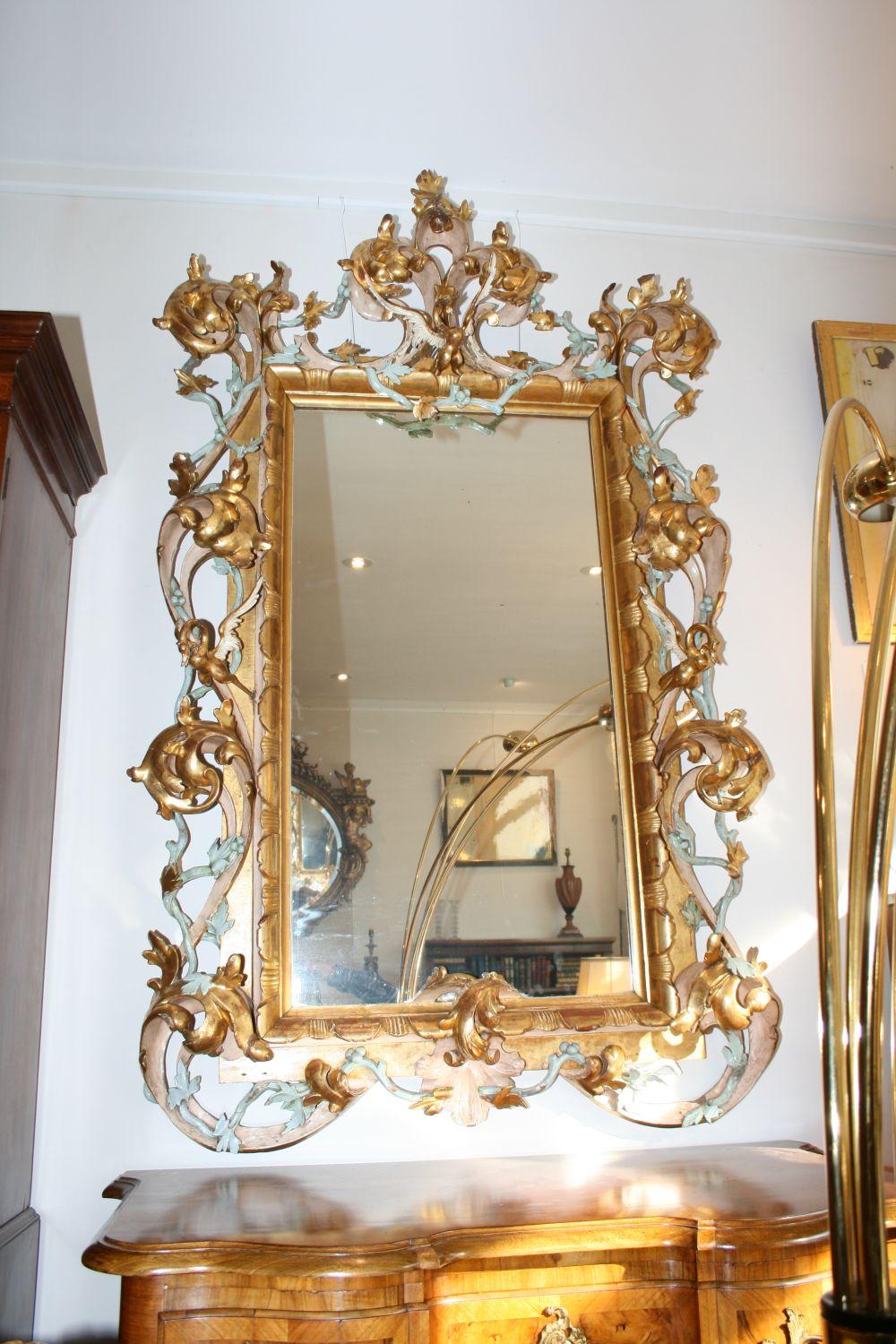 Italian Large Antique Venetian Giltwood Mirror