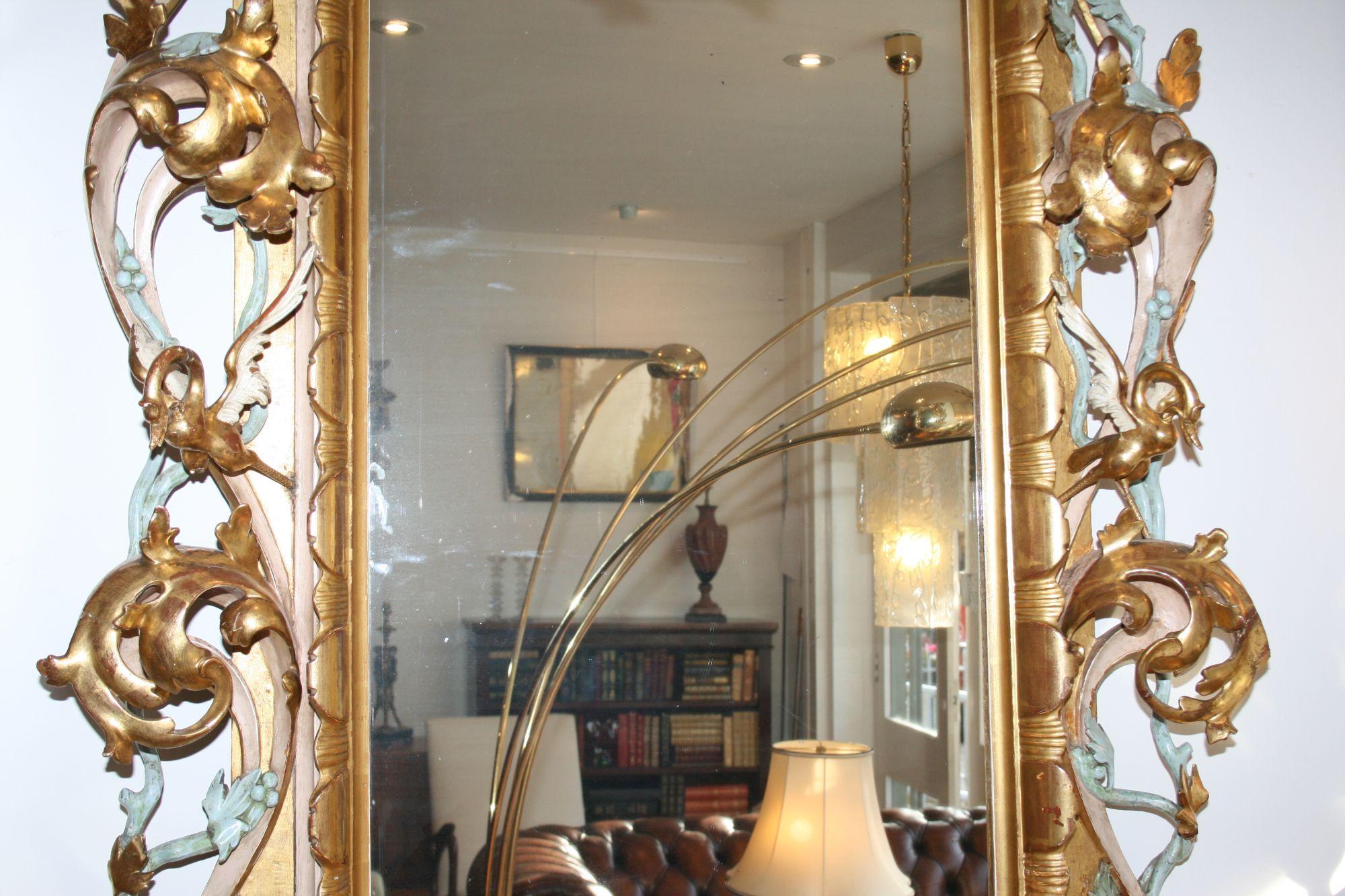 19th Century Large Antique Venetian Giltwood Mirror