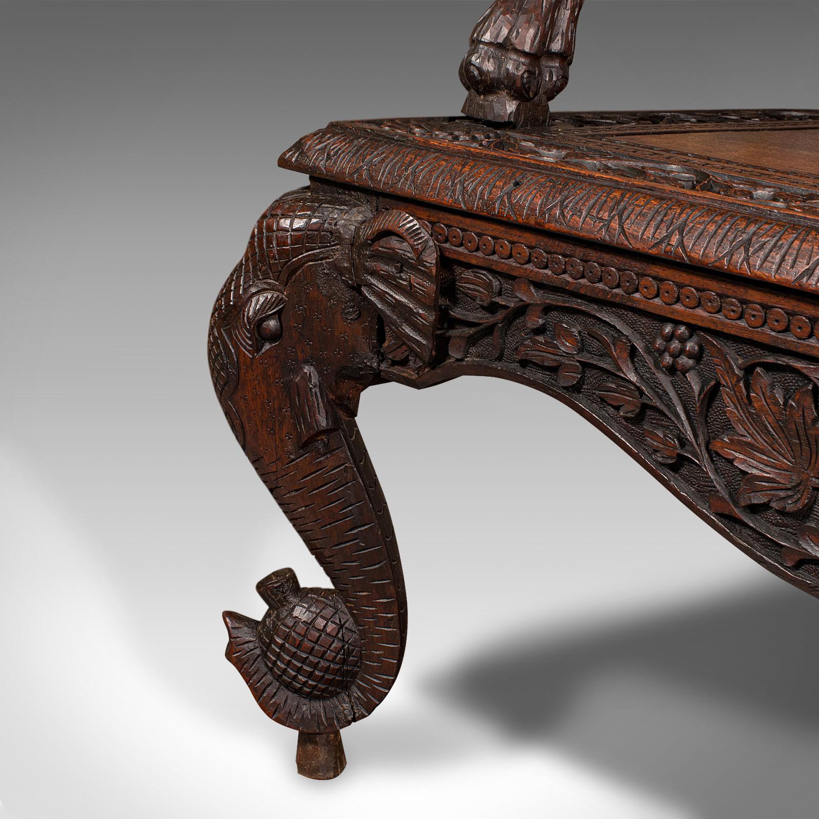 Grande panca da veranda antica, Ceylon, teak, 3 posti, seduta ornata, vittoriana, 1880 in vendita 5