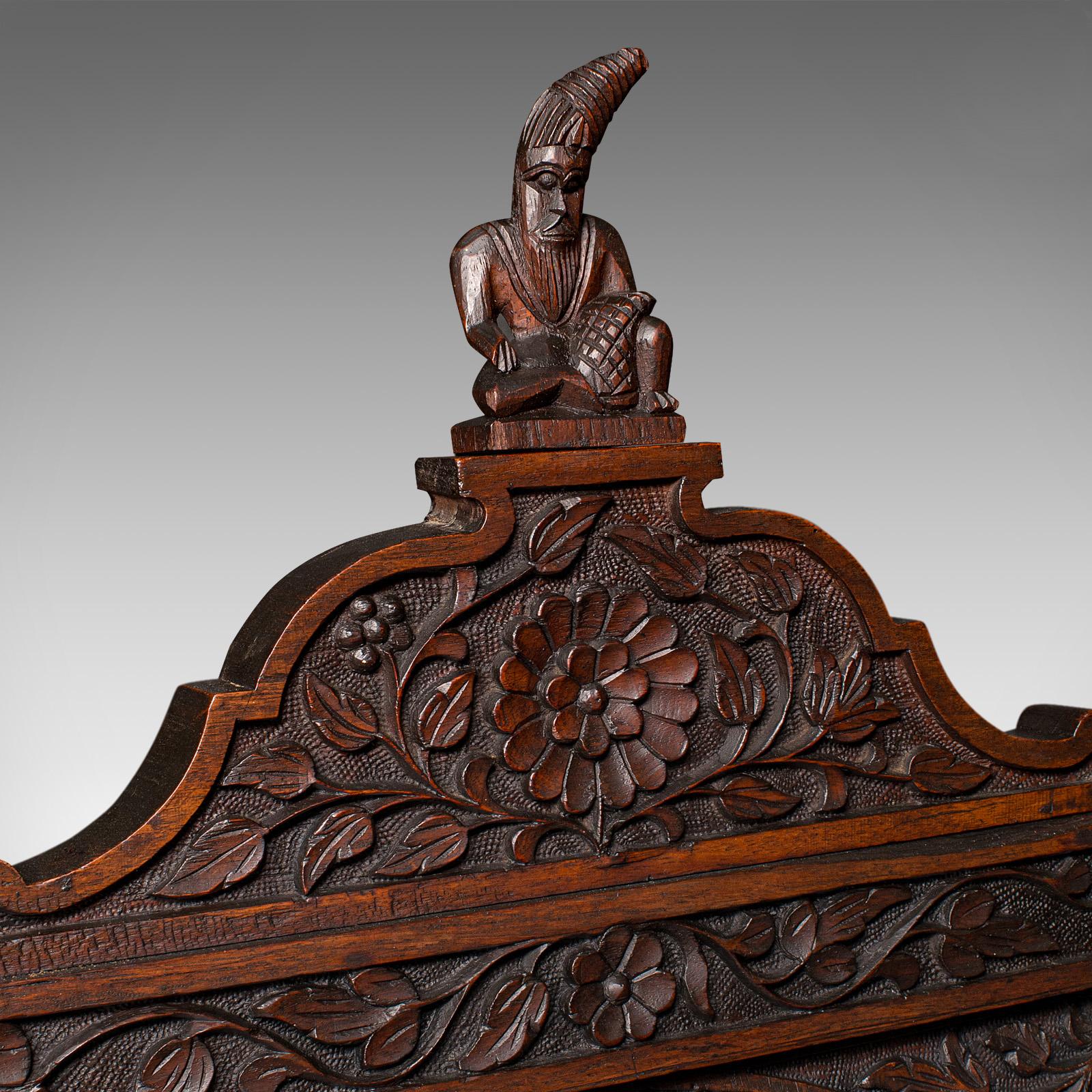 Grande panca da veranda antica, Ceylon, teak, 3 posti, seduta ornata, vittoriana, 1880 in vendita 1