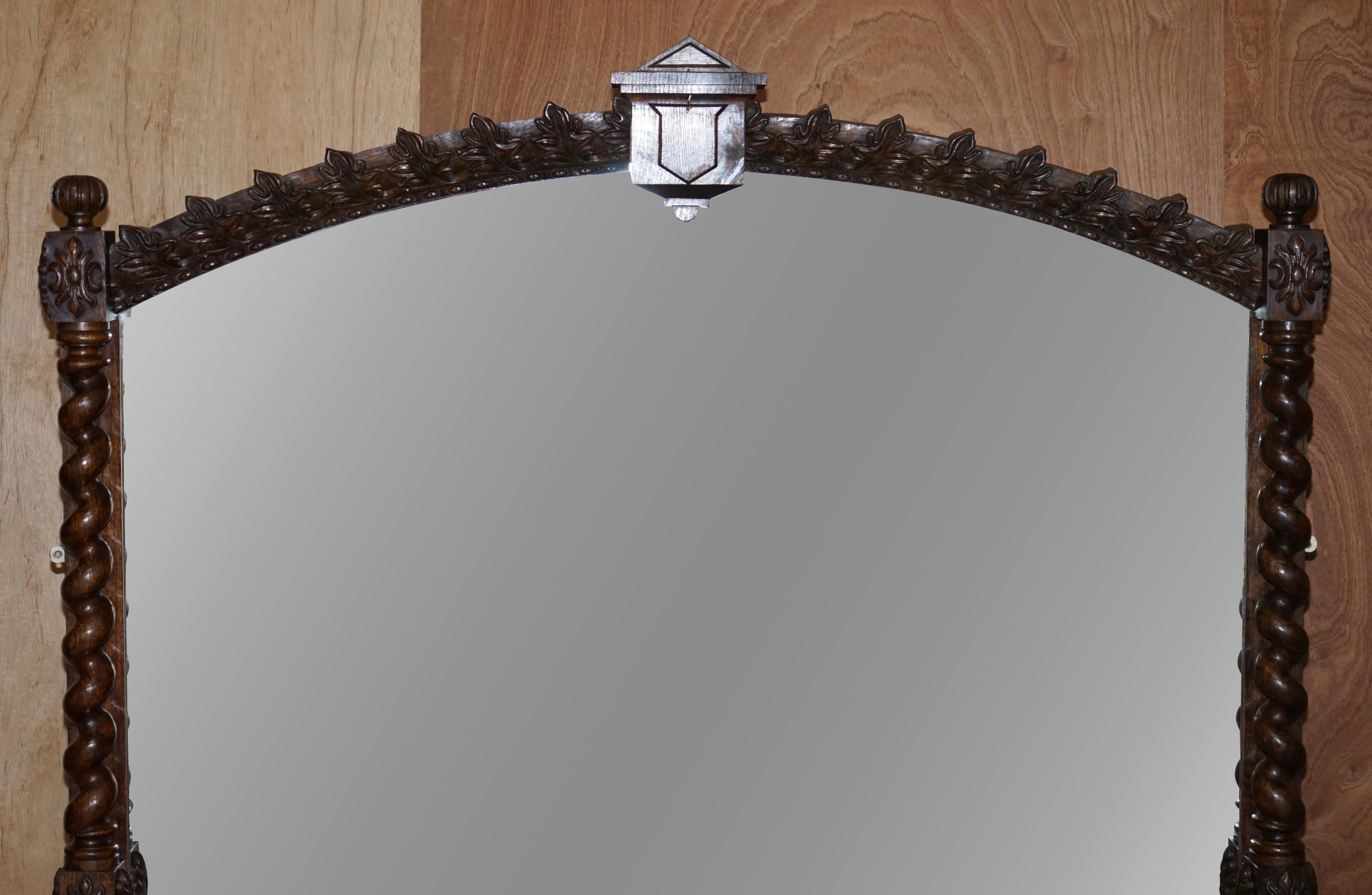 We are delighted to offer stunning original plate glass Victorian mirror with hand carved barley twist oak frame from a grand Lake District estate

This mirror really is impressive, believe it or not it’s actually an over mantle mirror, can you