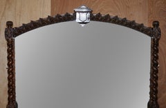 Large Antique Victorian 1880 Oak Floor Standing Mirror Original Glass