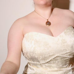 Large Antique Victorian 9K Gold Pearl and Blue Enamel Star Engraved Oval Locket