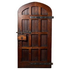 Large Antique Victorian Arched Oak Exterior Door
