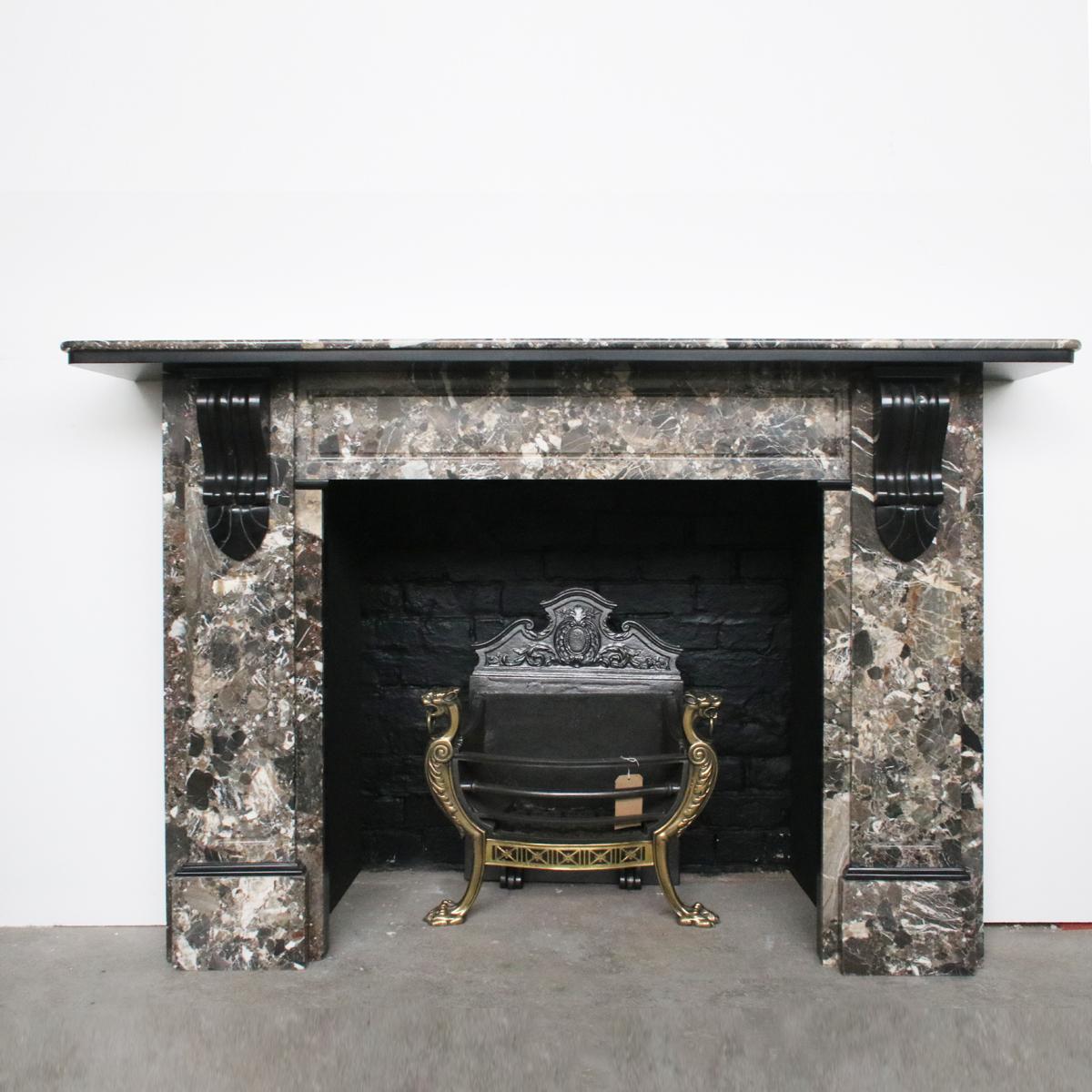 Large Antique Victorian Beccia Marble Fireplace Surround In Good Condition In Manchester, GB