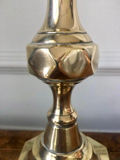Large Antique Victorian Brass Candlesticks