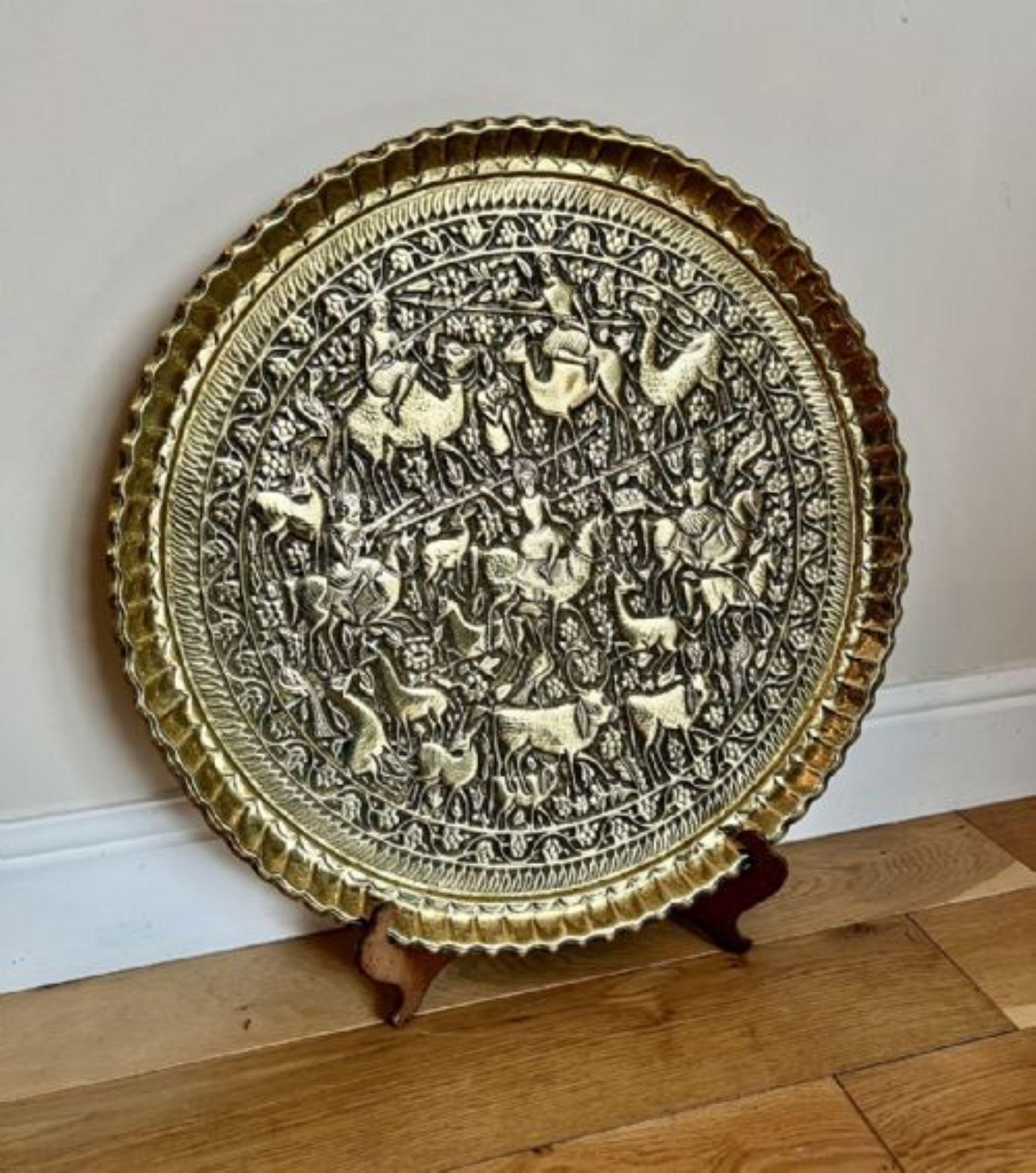 19th Century Large antique Victorian brass & mixed metal dish  For Sale