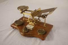 Large Antique Victorian Brass Postal Scales and Weights, Scotland 1900, H977