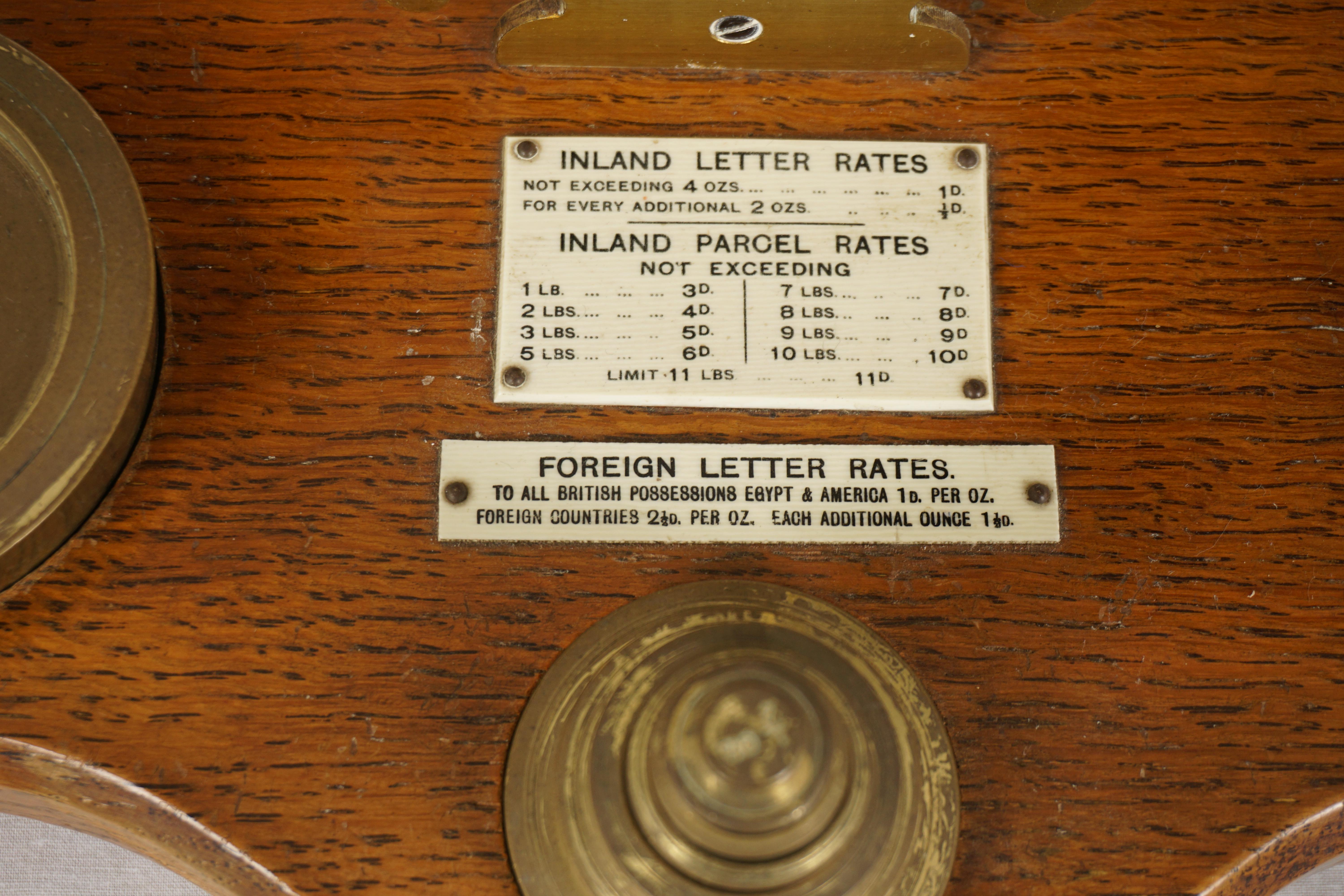 Large Antique Victorian Brass Postal Scales and Weights, Scotland 1900, H977 In Good Condition For Sale In Vancouver, BC