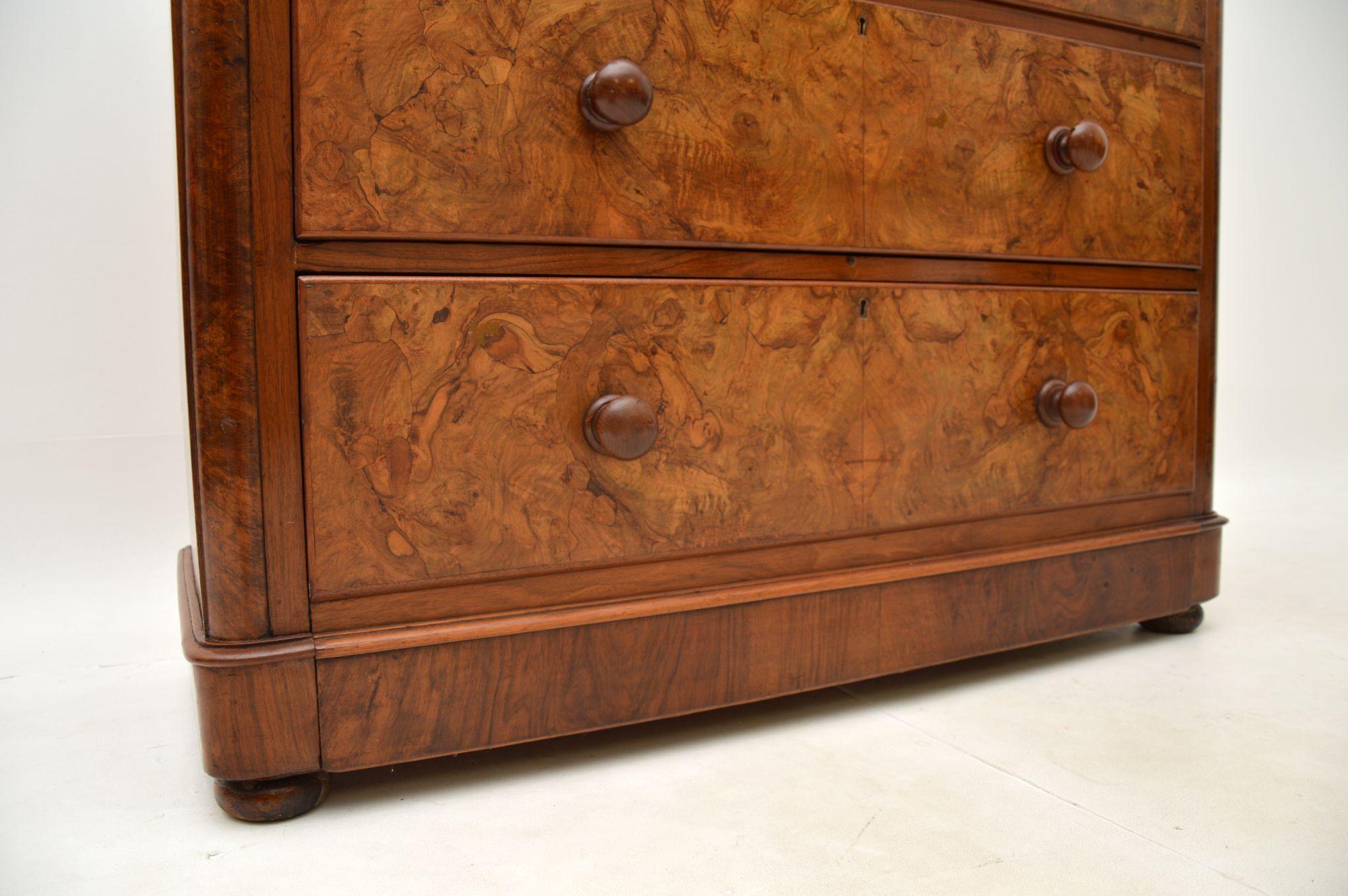 Large Antique Victorian Burr Walnut Chest of Drawers 4
